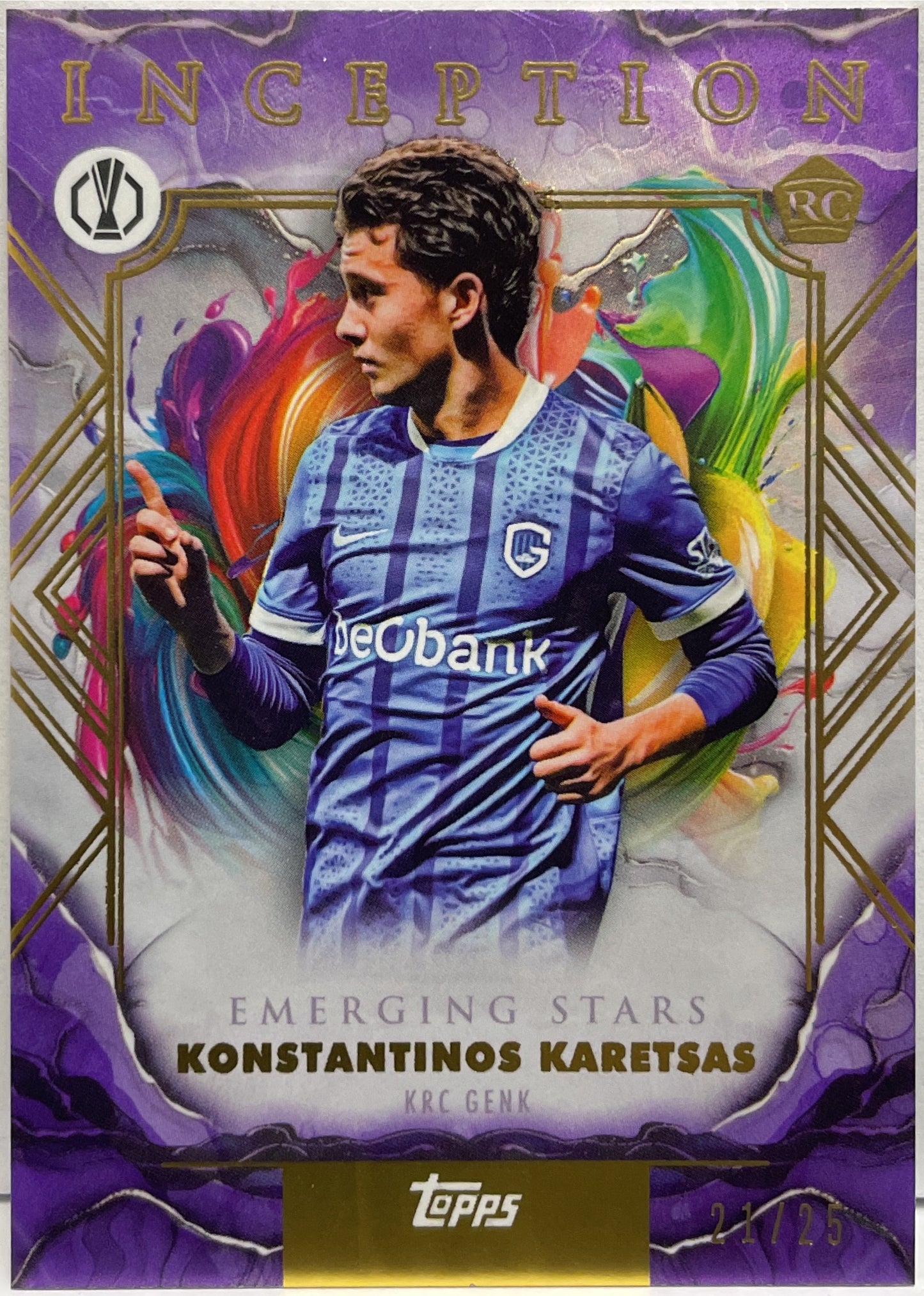 Konstantinos Karetsas 21/25 Rookie Emerging Stars Purple Topps Inception 2025/26