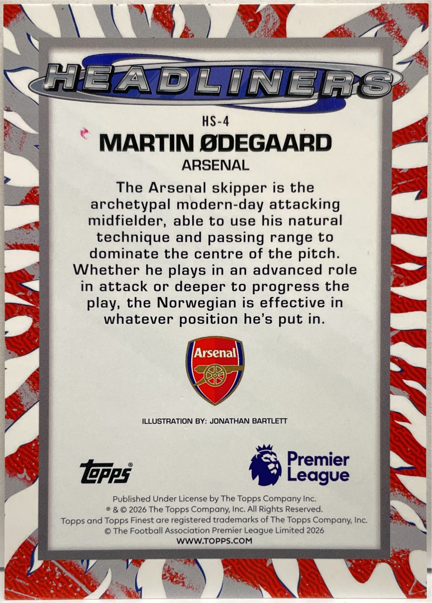 Martin Odegaard Headliners Topps Finest EPL Premier League 2025/26