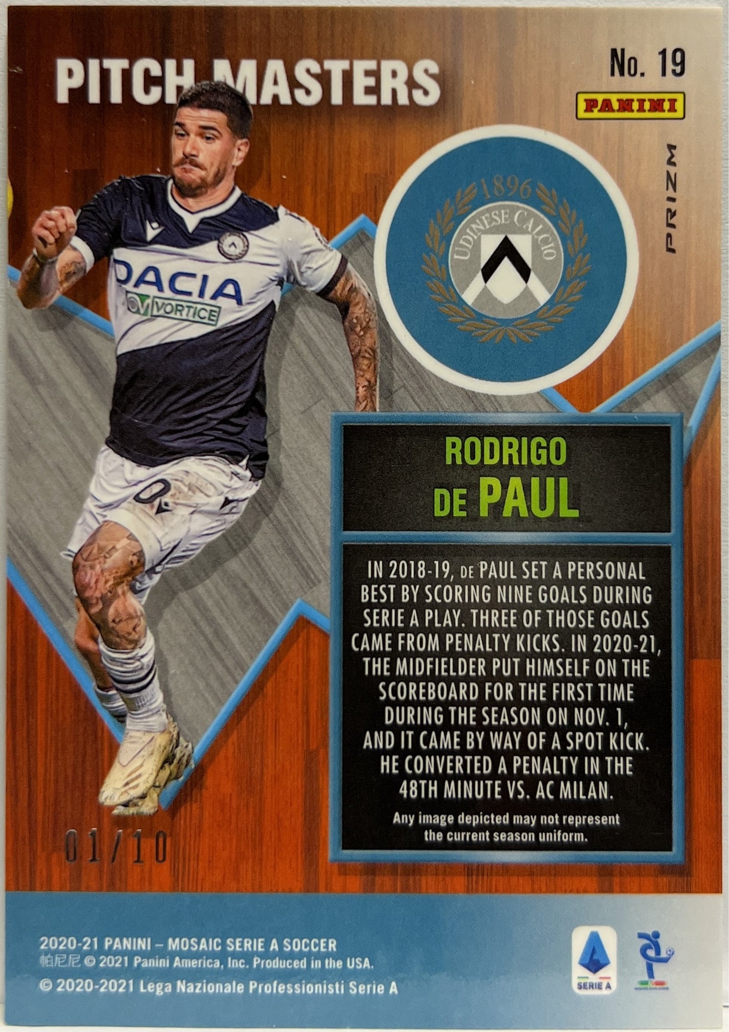 Rodrigo De Paul 1/10 Pitch Master Gold Mosaic Serie A 2020/21