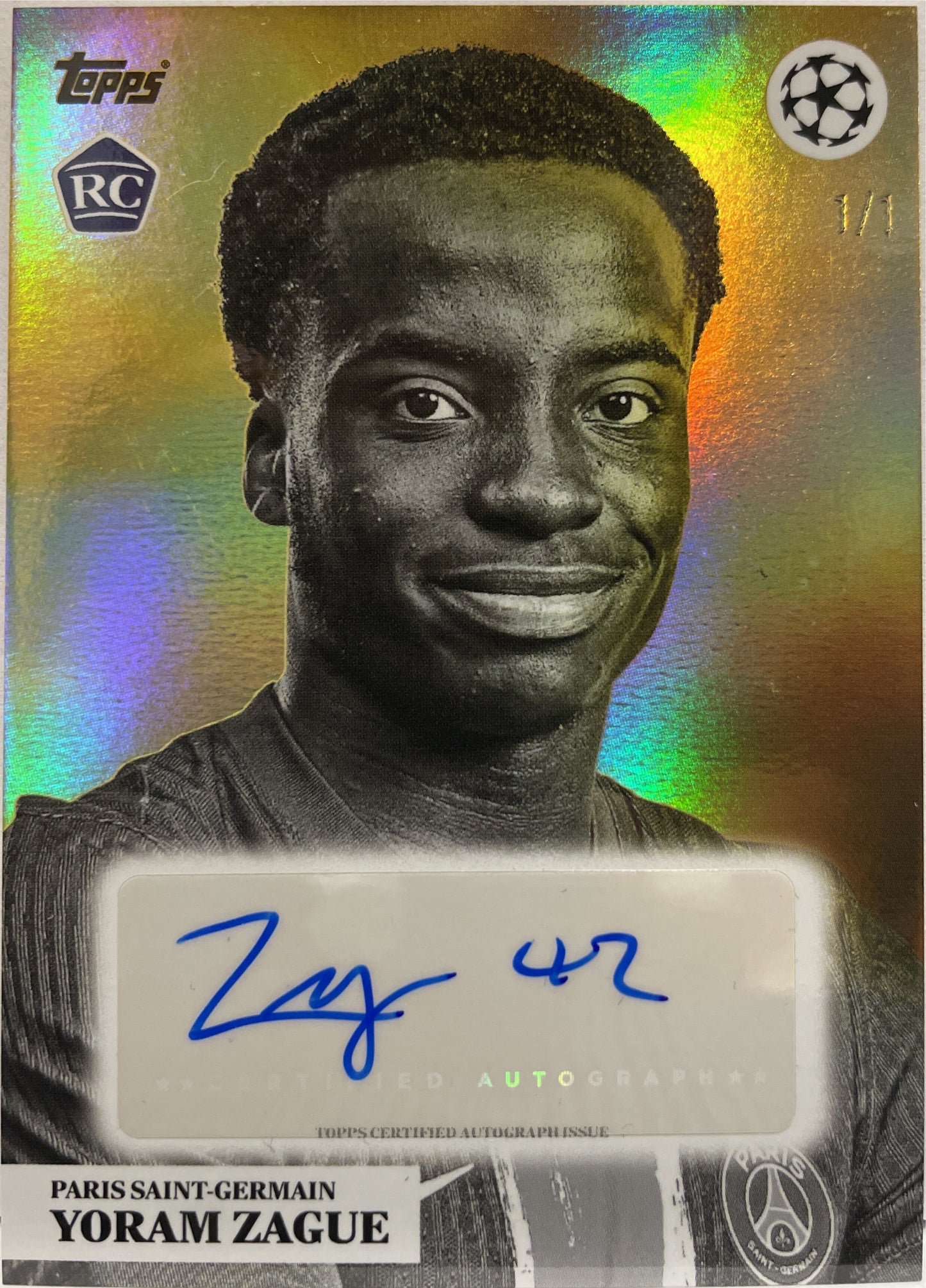 Yoram Zague 1/1 Rookie Autograph Topps Simplicidad 2024/25