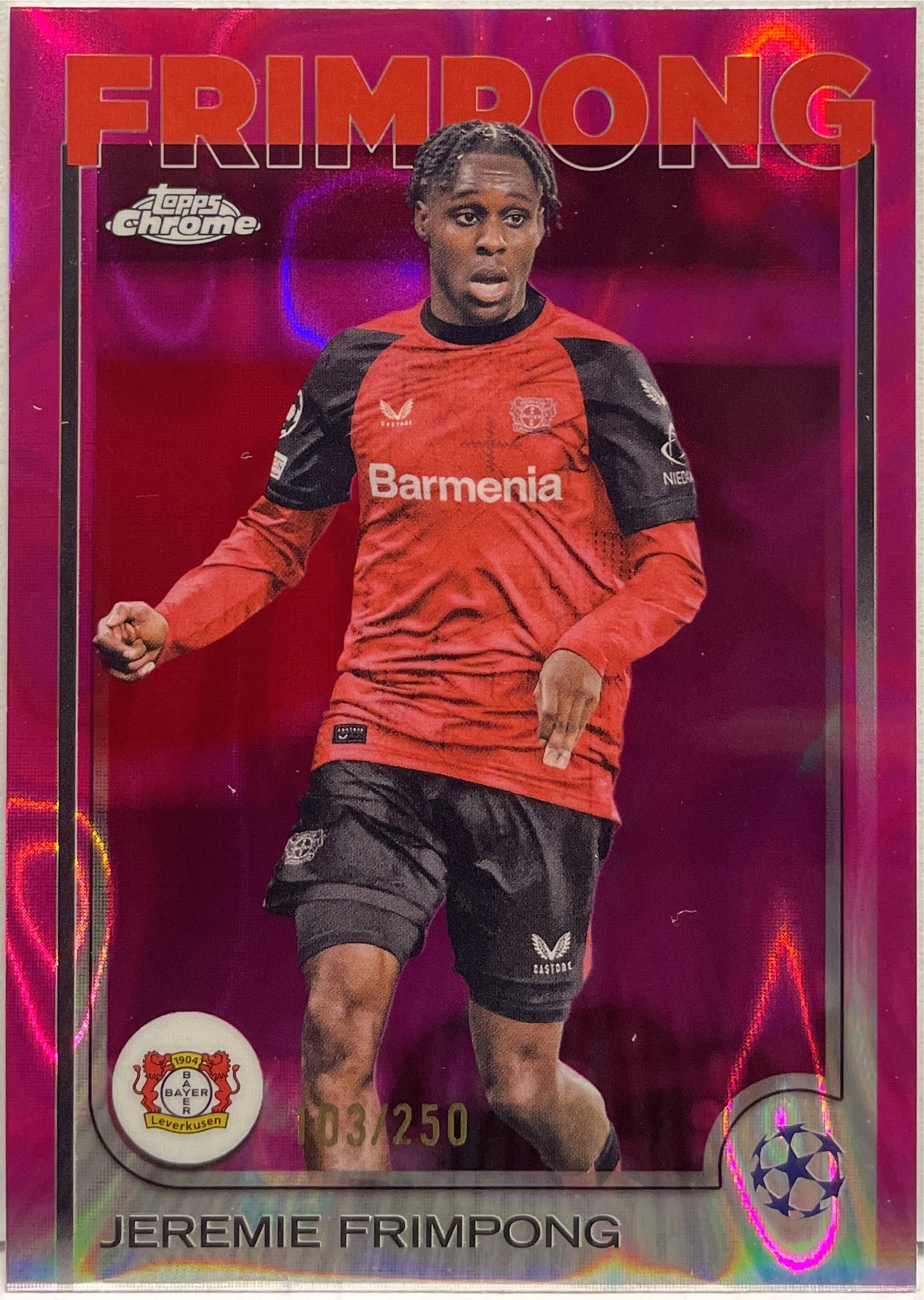 Jeremie Frimpong 103/250 Pink Lava Topps Chrome UCC 2024/25