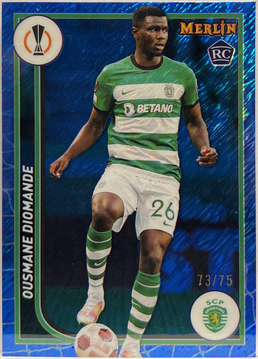 Ousmane Diomande 73/75 Rookie Blue Shimmer Topps Chrome Merlin 2023/24