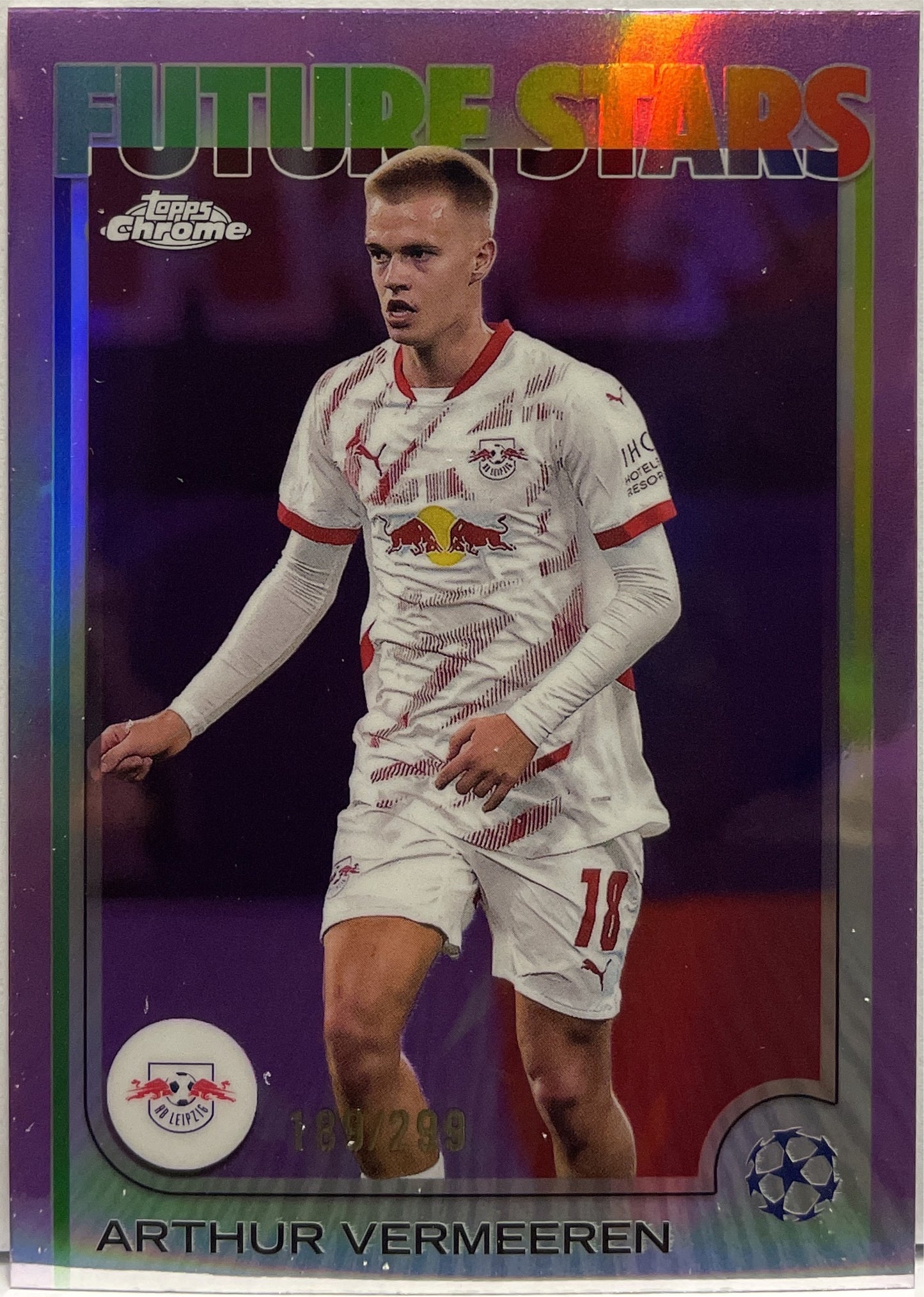 Arthur Vermeeren 189/299 Future Stars Violet Topps Chrome UCC 2024/25