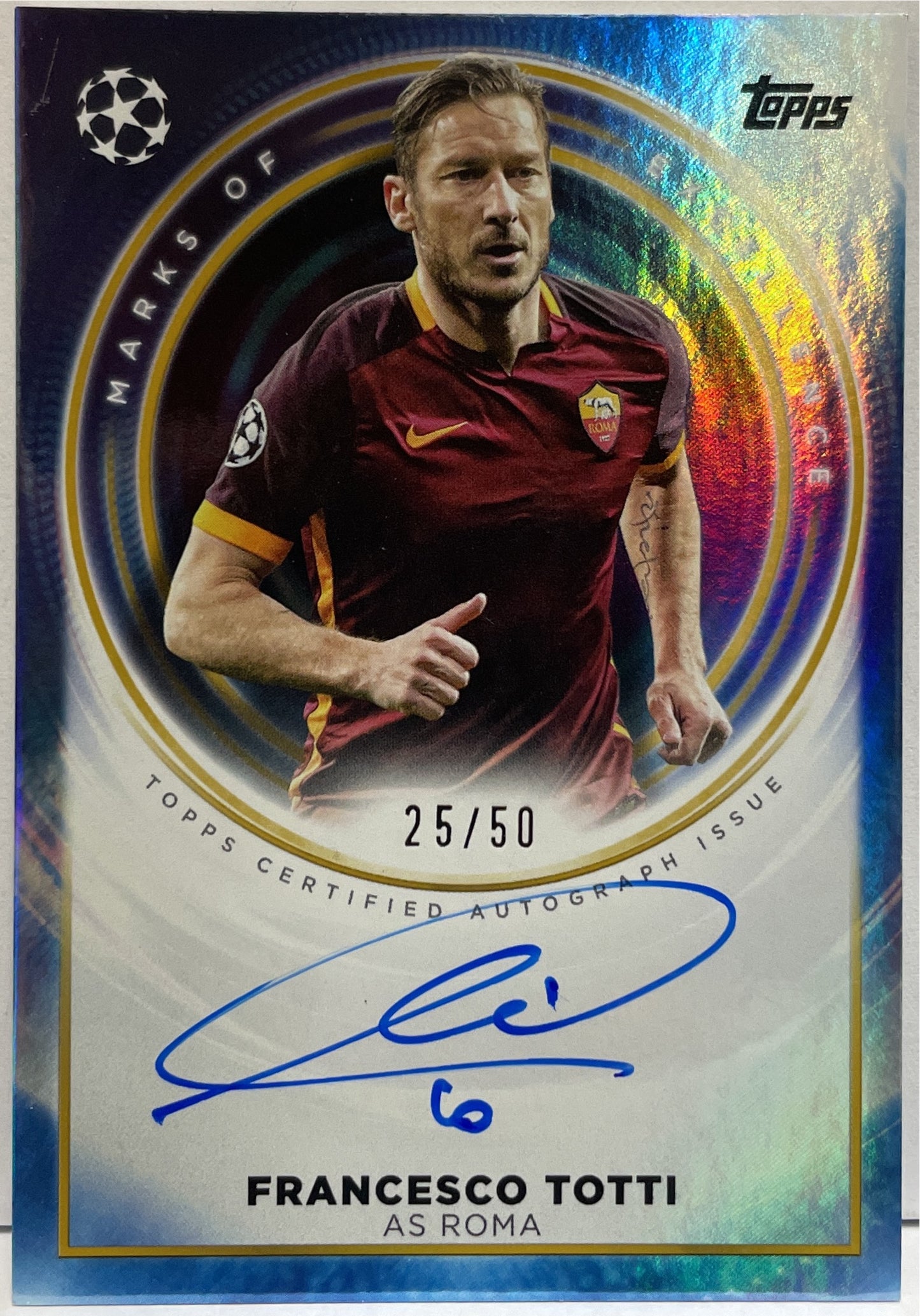 Francesco Totti 25/50 Autograph On Card Marks Of Excellence Topps 2025/26