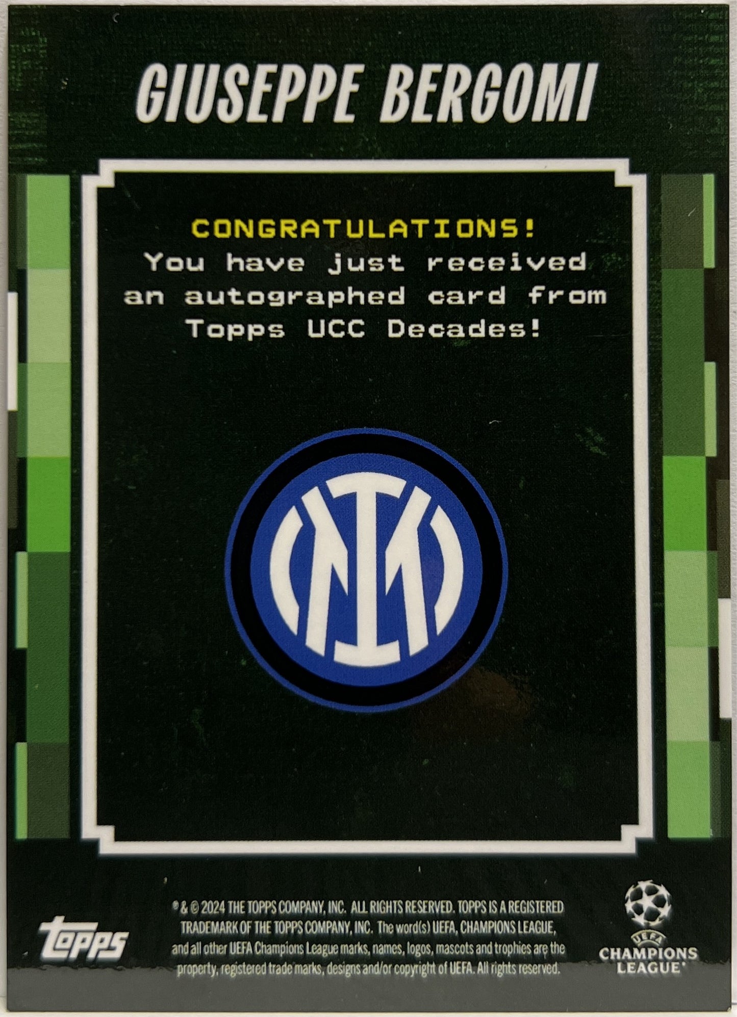 Giuseppe Bergomi 61/99 Autograph Terrace Heroes Green Topps Decades 2024/25