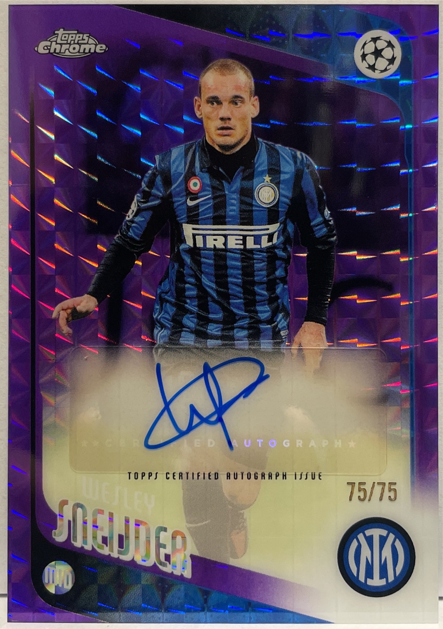 Wesley Sneijder 75/75 Autograph Purple Geometric Topps Chrome UCC 2025/26
