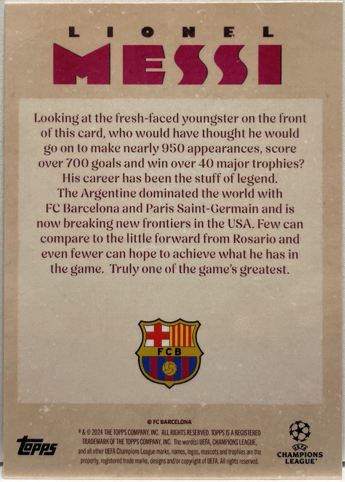 Lionel Messi Artistry Topps Deco 2024/25