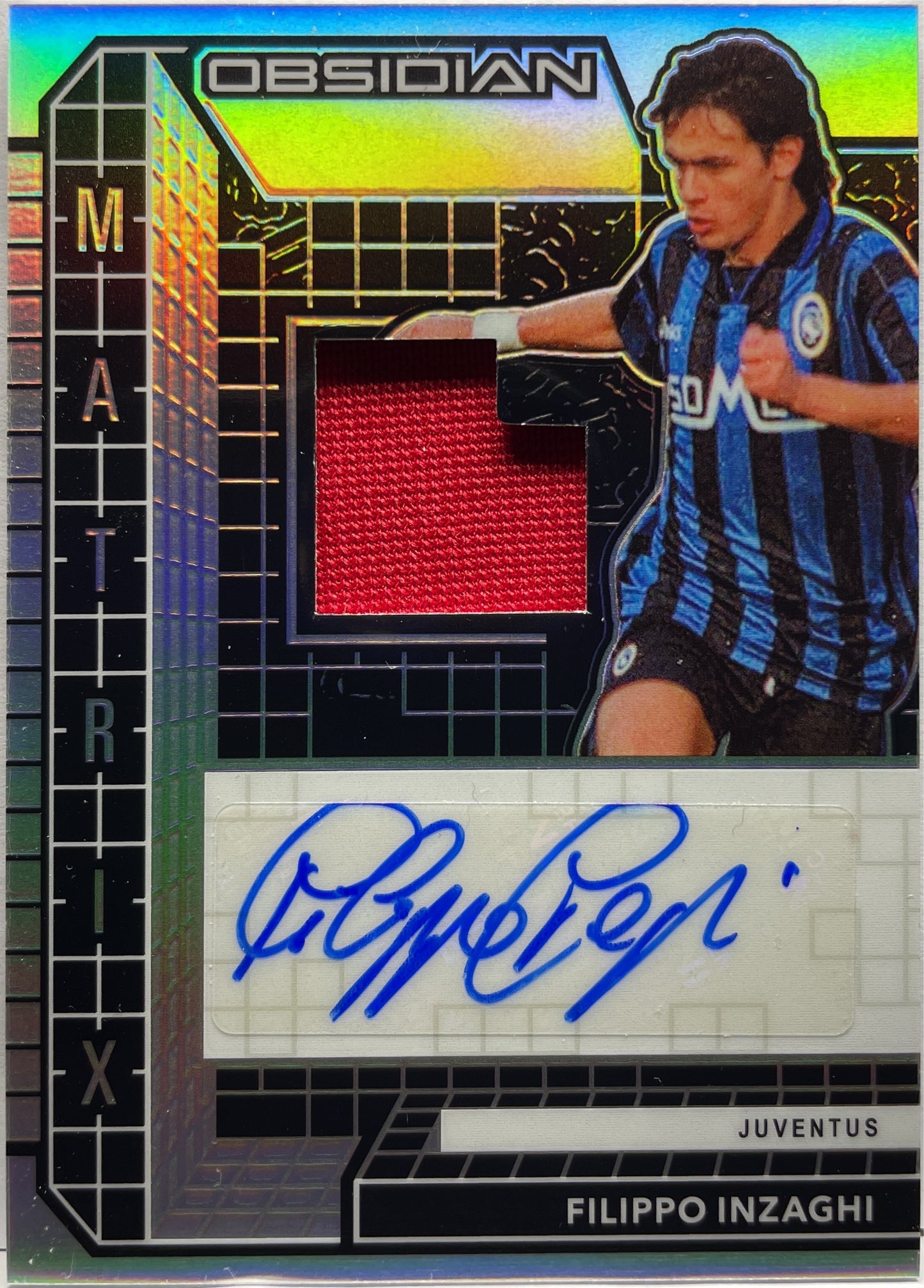 Filippo Inzaghi 12/20 Patch Autograph Matrix Obsidian 2020/21 (Error Card)