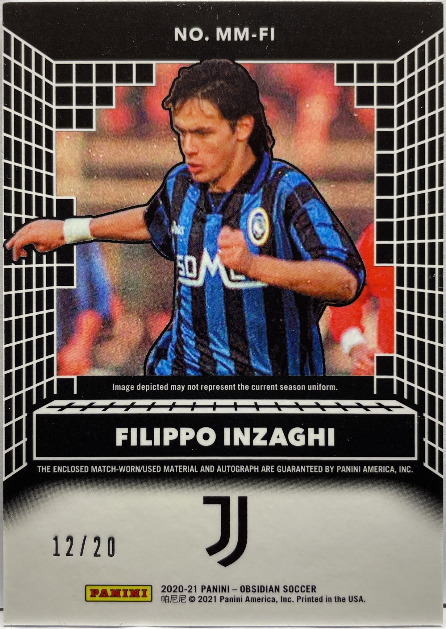 Filippo Inzaghi 12/20 Patch Autograph Matrix Obsidian 2020/21 (Error Card)