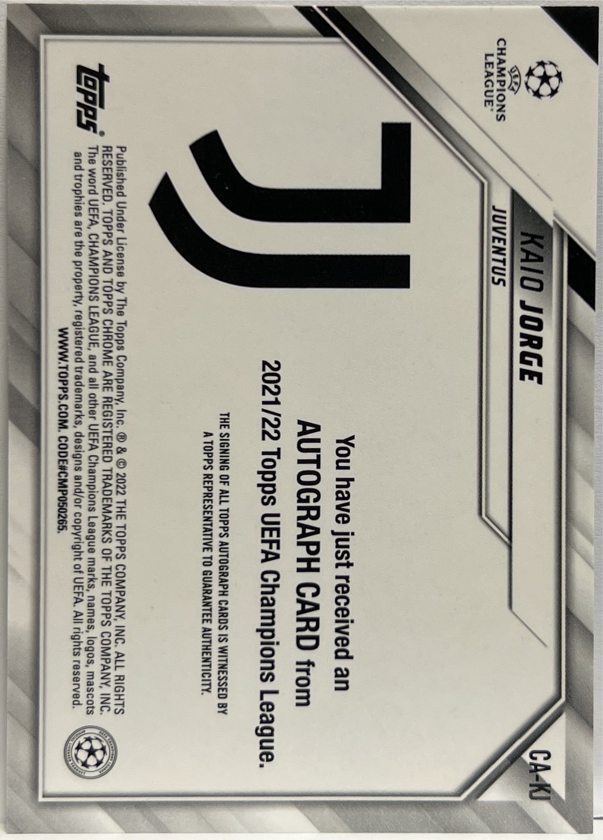 Kaio Jorge Rookie Autograph Merlin Chrome 2021/22