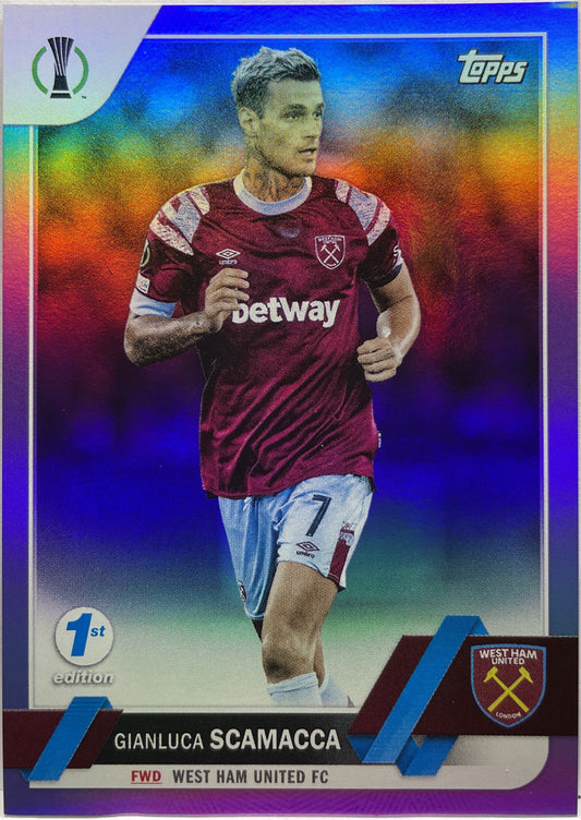 Gianluca Scamacca 17/30 Purple Topps UCC 1ST Edition 2022/23