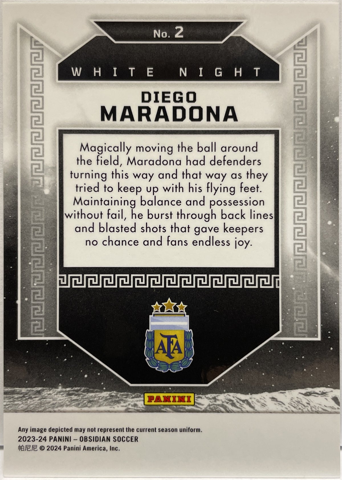 Diego Maradona White Night Panini Obsidian 2023/24