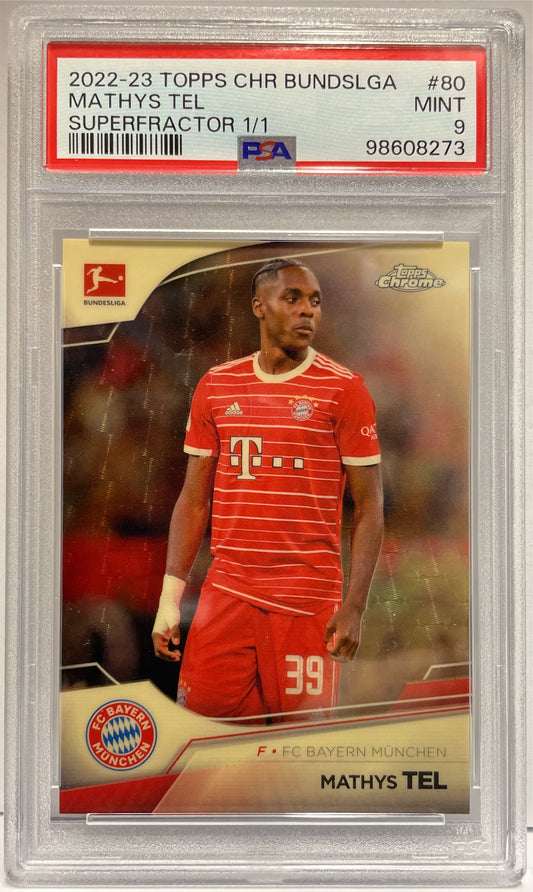 Mathys Tel 1/1 Superfractor Topps Chrome Bundesliga 2022/23 PSA 9