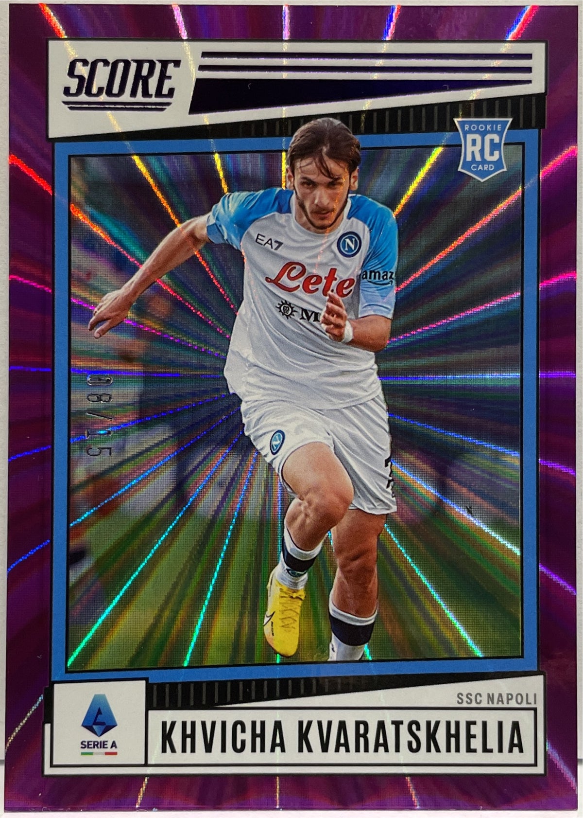 Kvicha Kvaratskhelis 8/15 Rookie Purple Laser Panini Score Serie A 2022/23