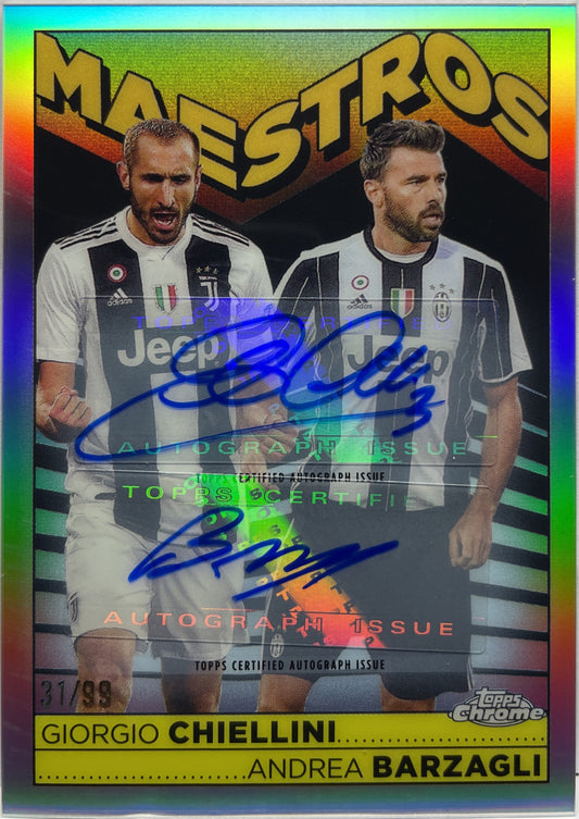 Chiellini & Barzagli 31/99 Dual Autograph Maestros Topps Chrome Juventus 2022/23