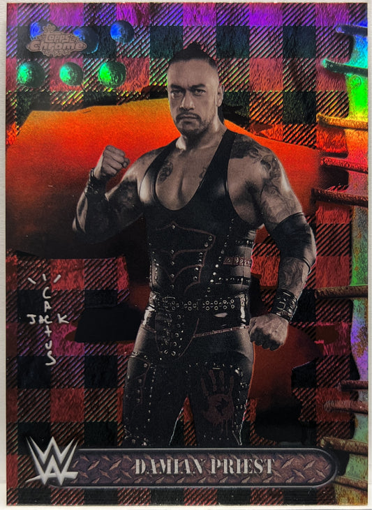 Damian Priest Flanel Red Topps Chrome WWE x Cactus Jack 2025