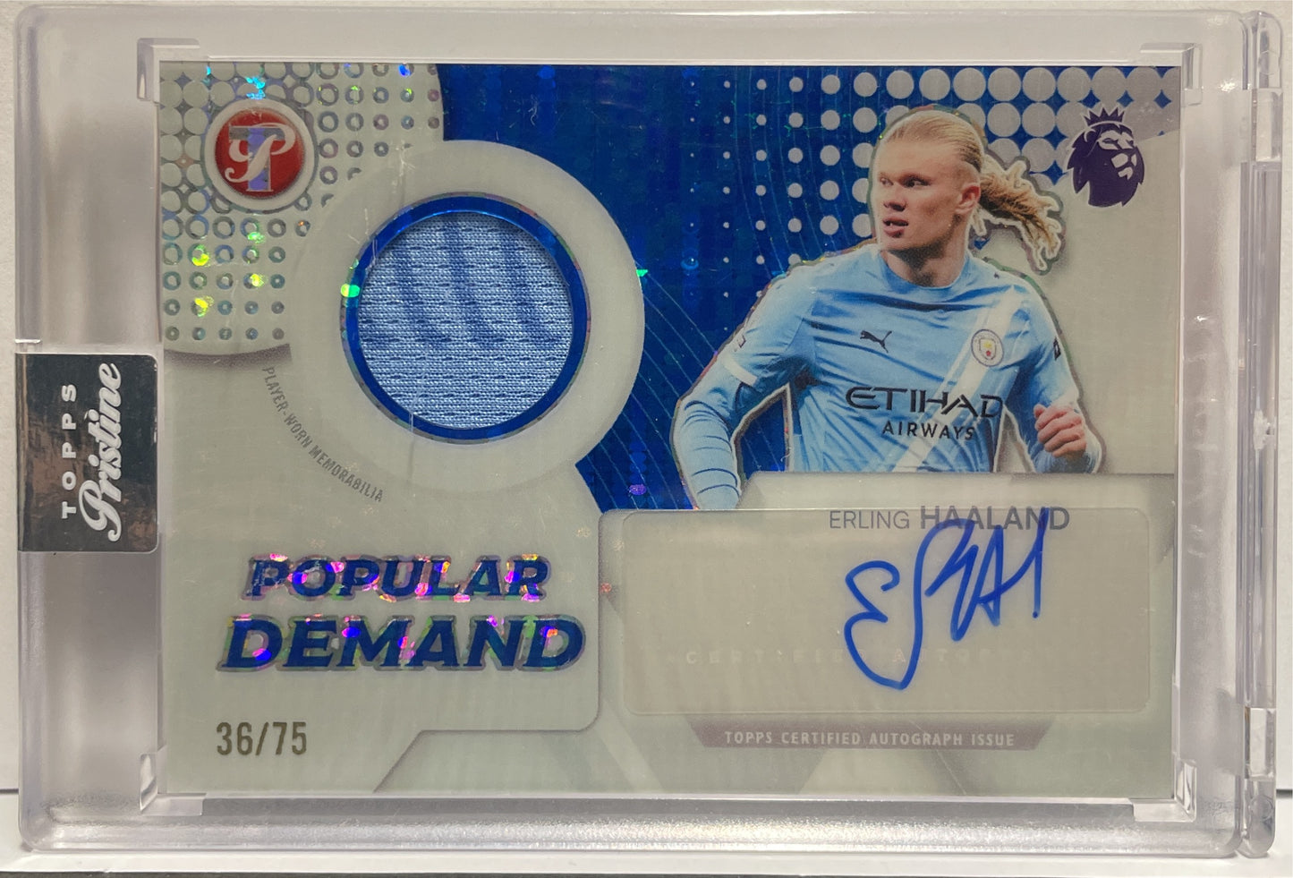 Erling Haaland 36/75 Patch Autograph Popular Demand Topps Pristine EPL Premier League 2025/26