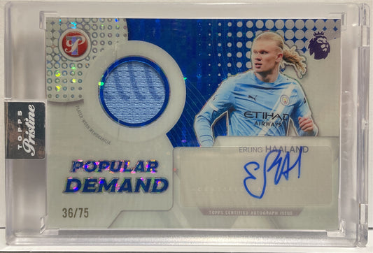 Erling Haaland 36/75 Patch Autograph Popular Demand Topps Pristine EPL Premier League 2025/26