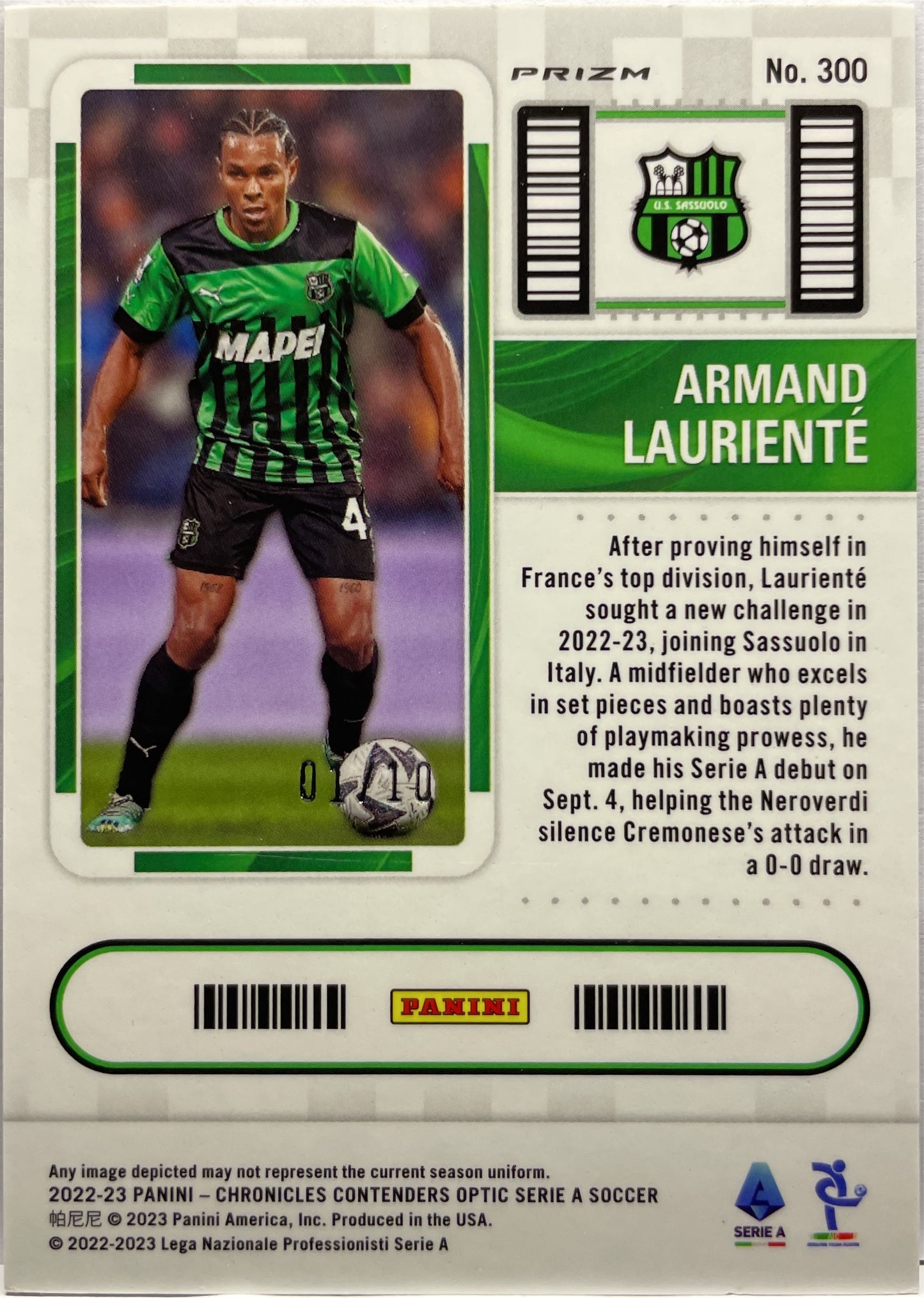 Armand Lauriente 1/10 Rookie Ticket Contenders Optic Gold Chronicles 2022/23