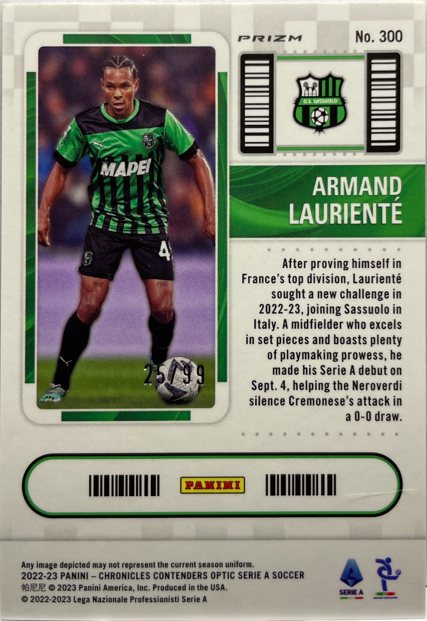 Armand Lauriente 25/99 Rookie Ticket Contenders Optic Red Chronicles 2022/23