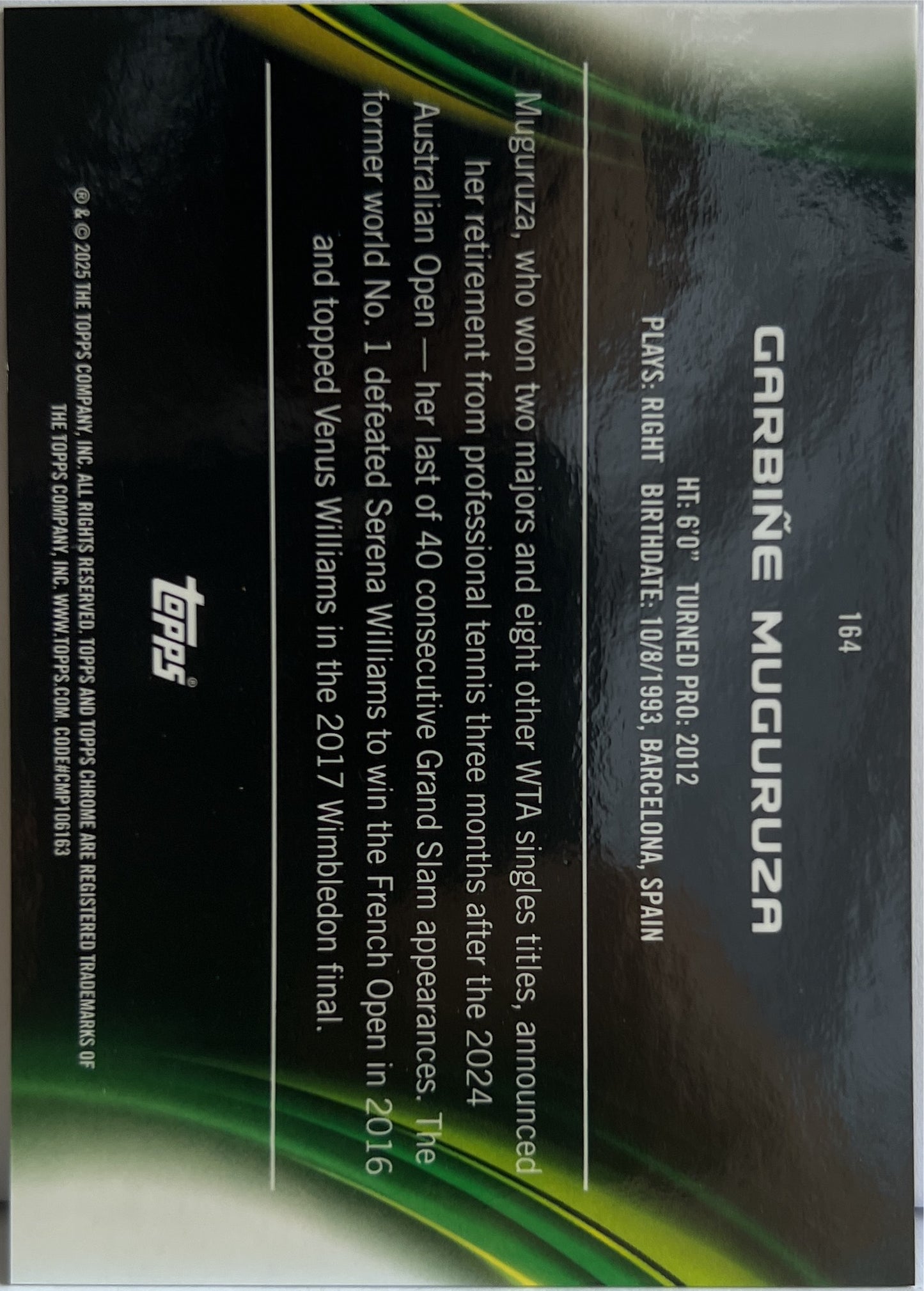 Garbine Maguruza 25/50 Gold Topps Chrome Tennis 2025