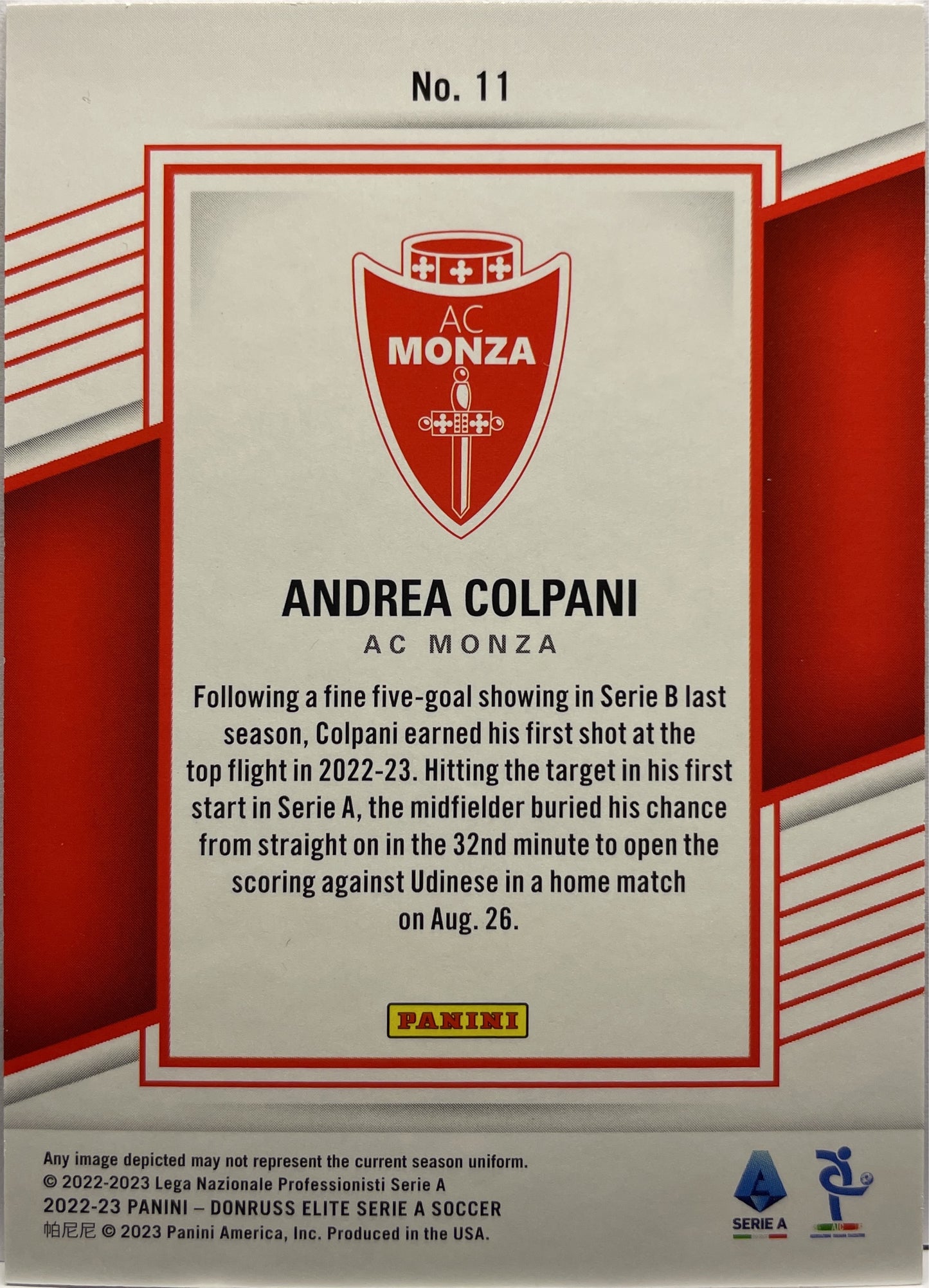 Andrea Colpani 3/71 Rookie Donruss Elite Serie A 2022/23