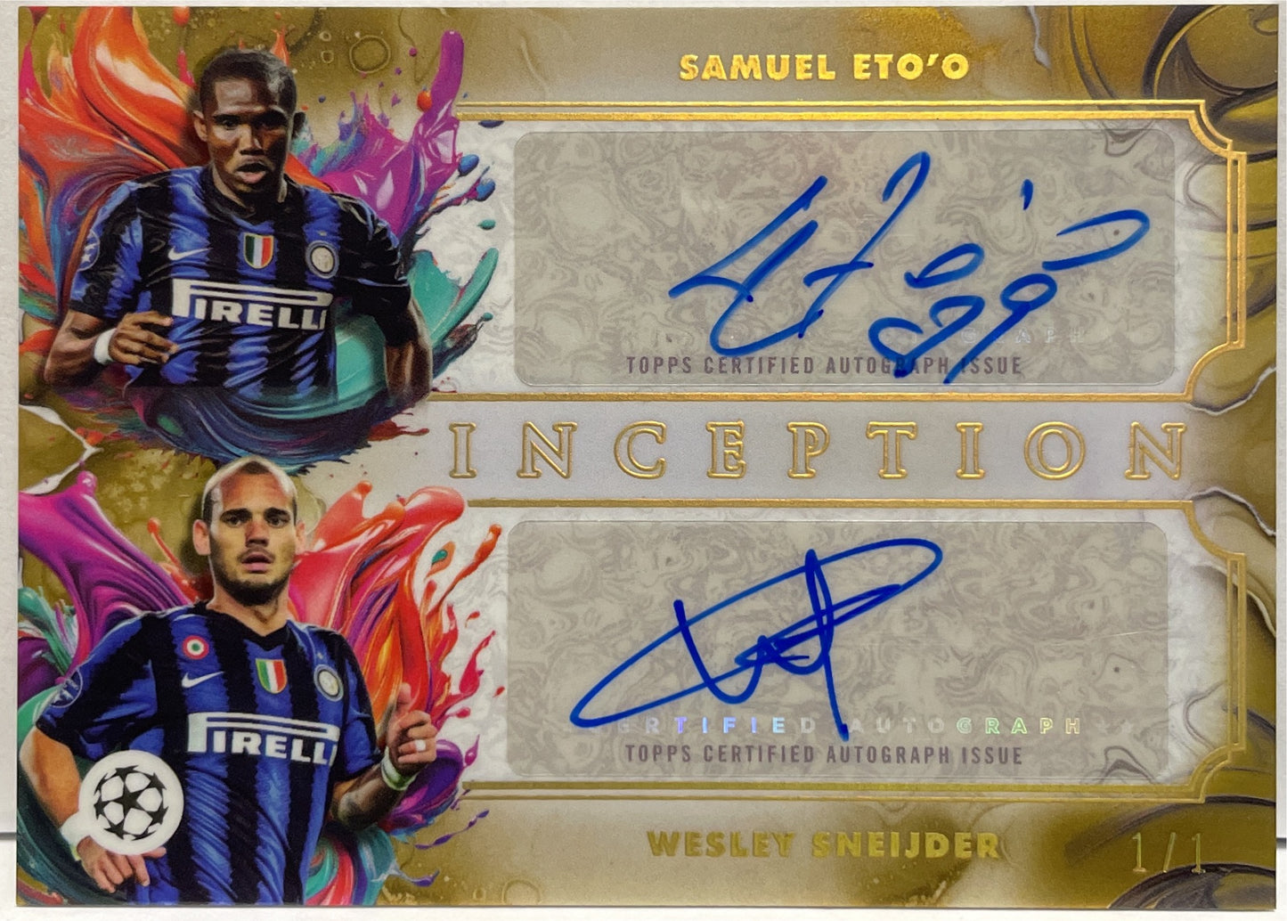 Samuel Eto'O Wesley Sneijder 1/1 Dual Autograph Topps Inception 2025/26