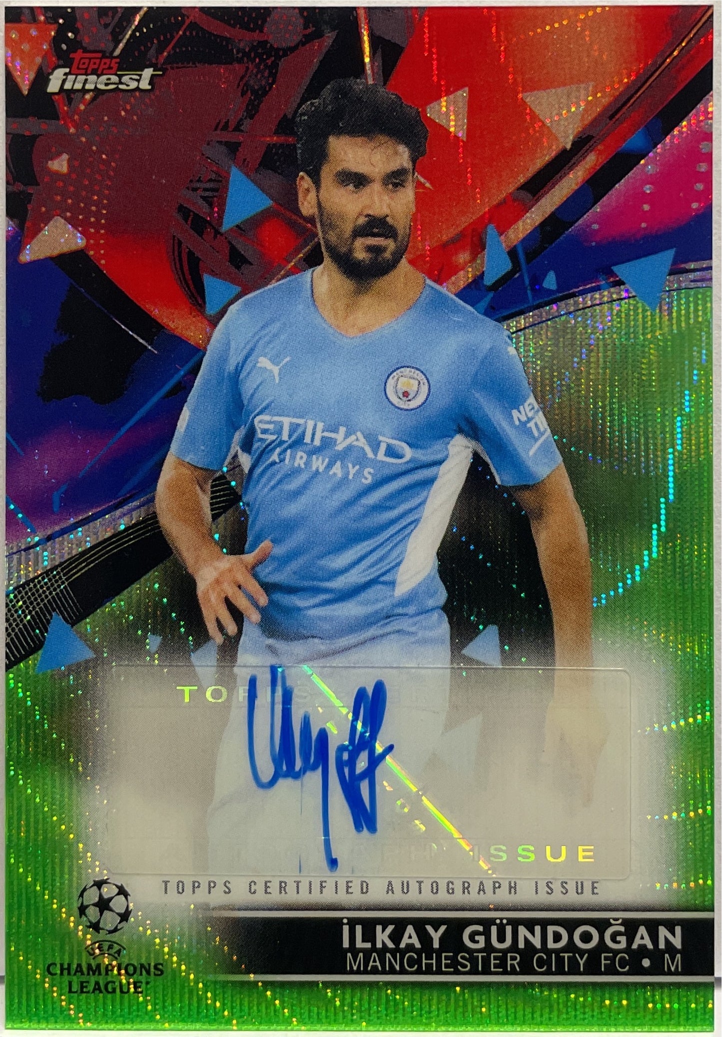 Ilkay Gundogan 53/99 Autograph Green Shimmer Topps Finest UCC 2021/22