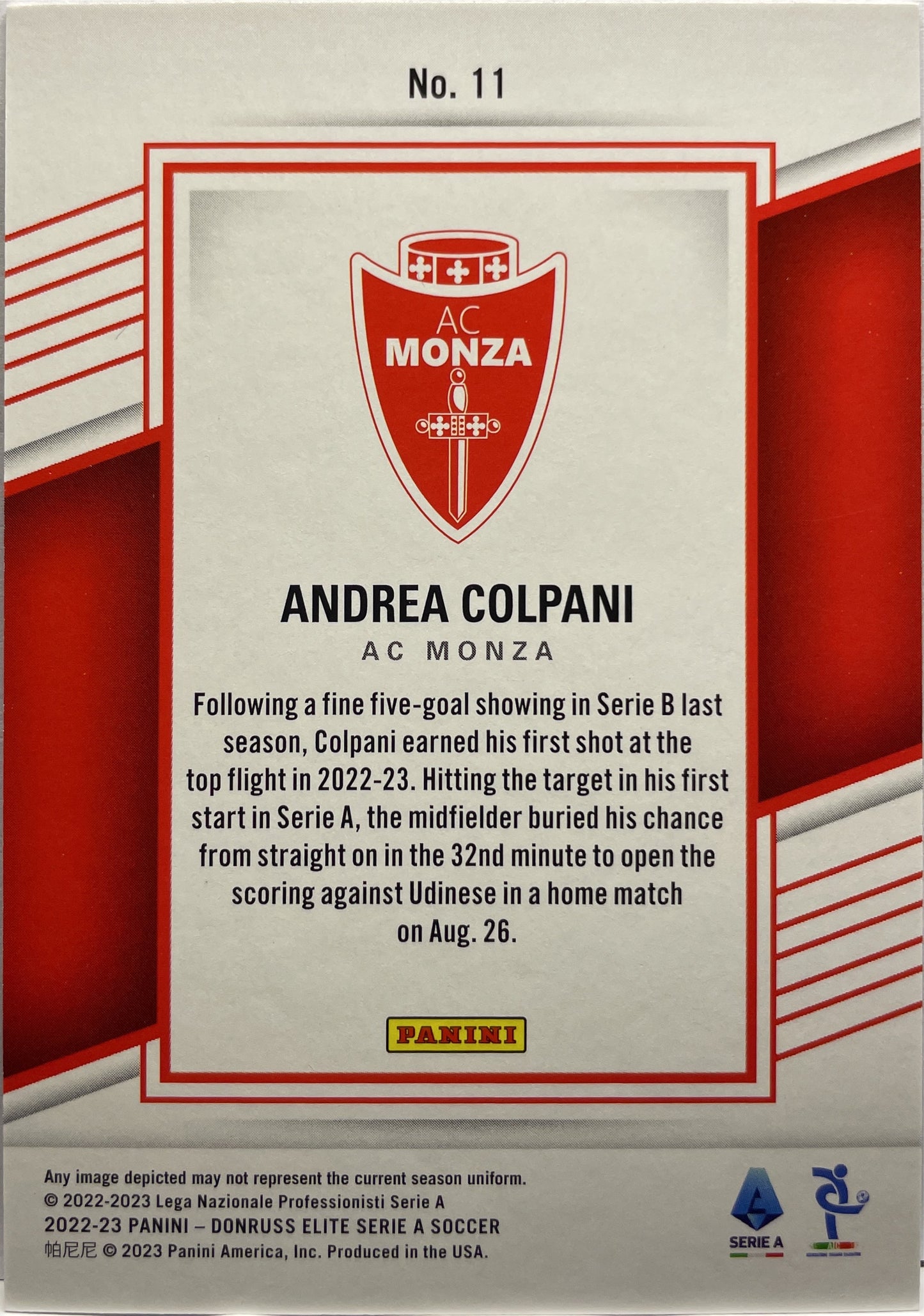 Andrea Colpani 5/5 Rookie Green Donruss Elite Serie A 2022/23