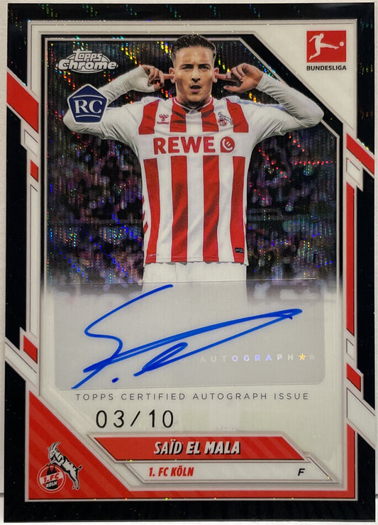 Said El Mala 3/10 Rookie Autograph Black Wave Topps Chrome Bundesliga 2025/26