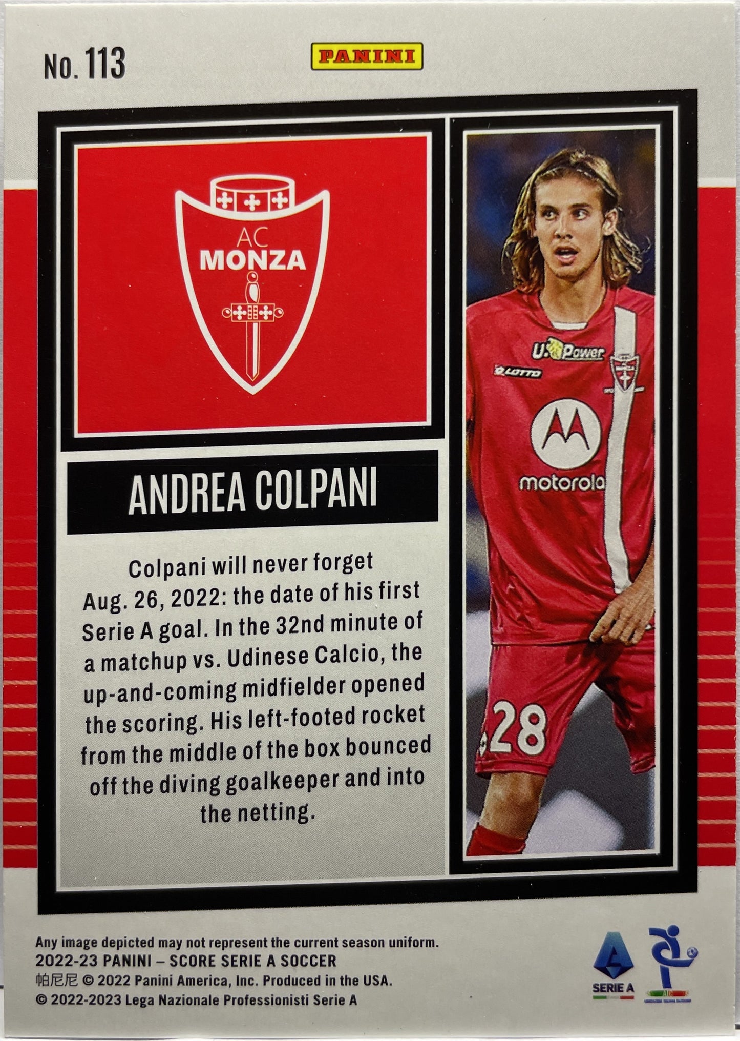 Andrea Colpani 10/25 Rookie Silver Swirl Score Serie A 2022/23