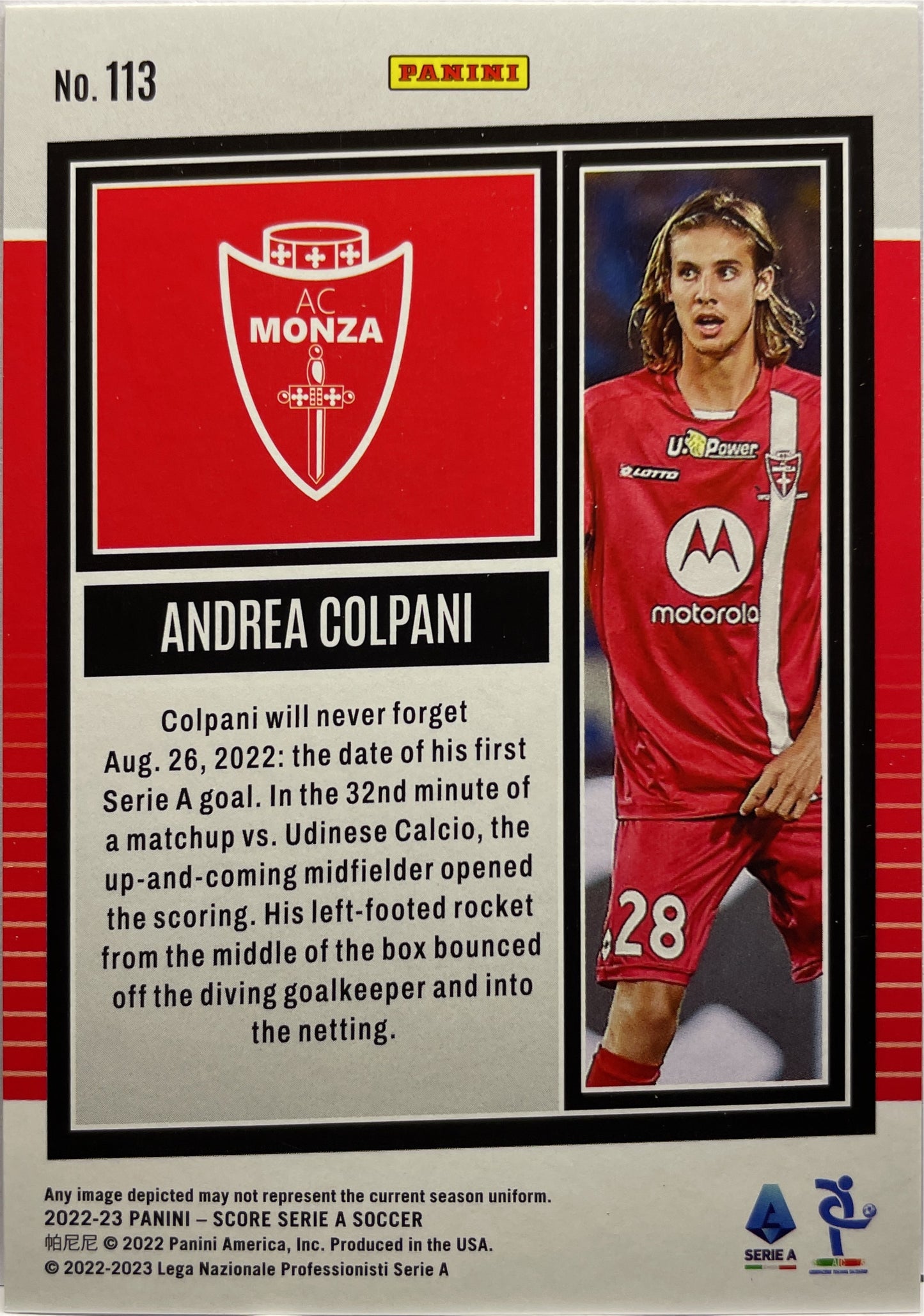 Andrea Colpani 44/45 Rookie Pink Swirl Score Serie A 2022/23