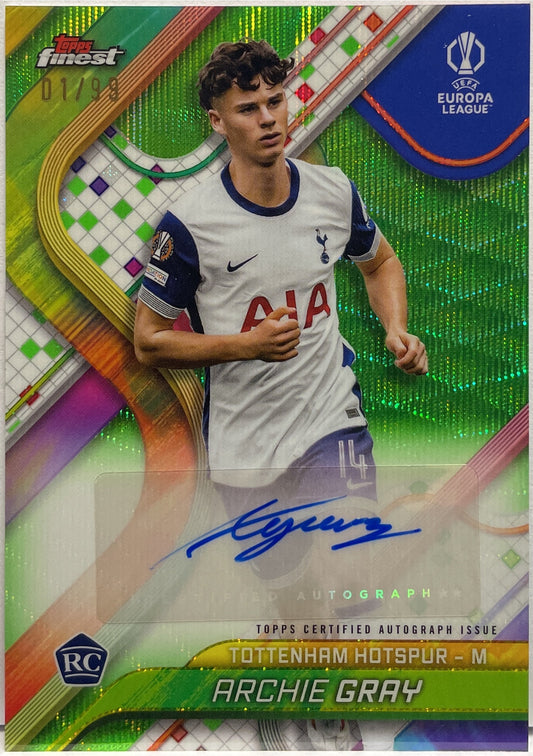 Archie Gray 1/99 Rookie Autograph Green Shimmer Topps Finest UCC 2024/25