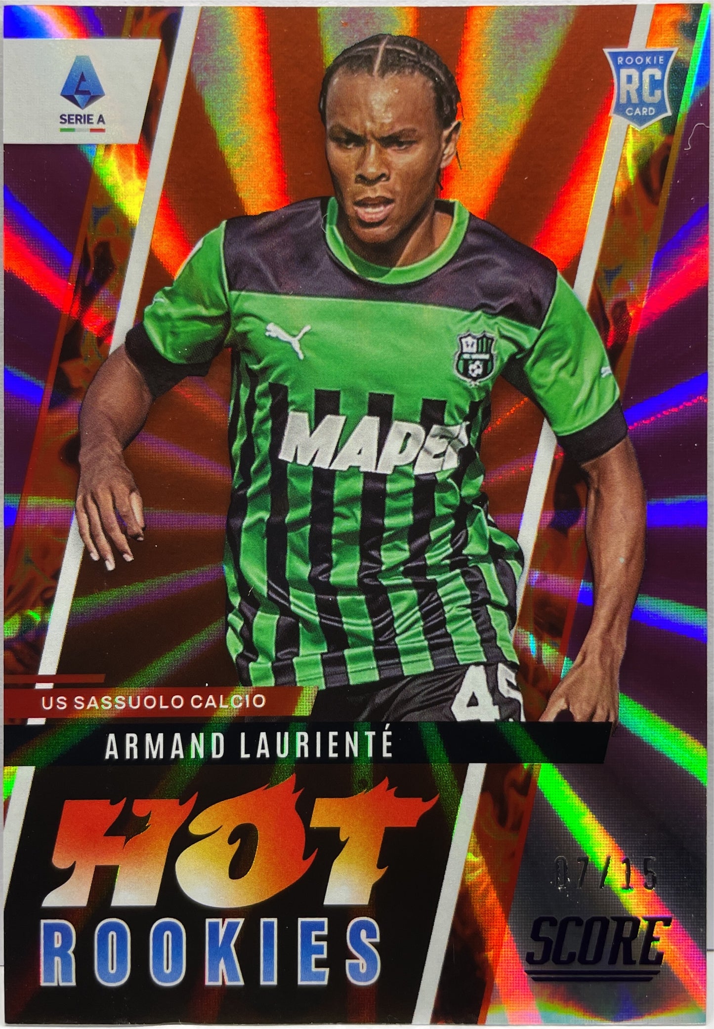 Armand Lauriente 7/15 Hot Rookies Purple Laser Score Serie A 2022/23