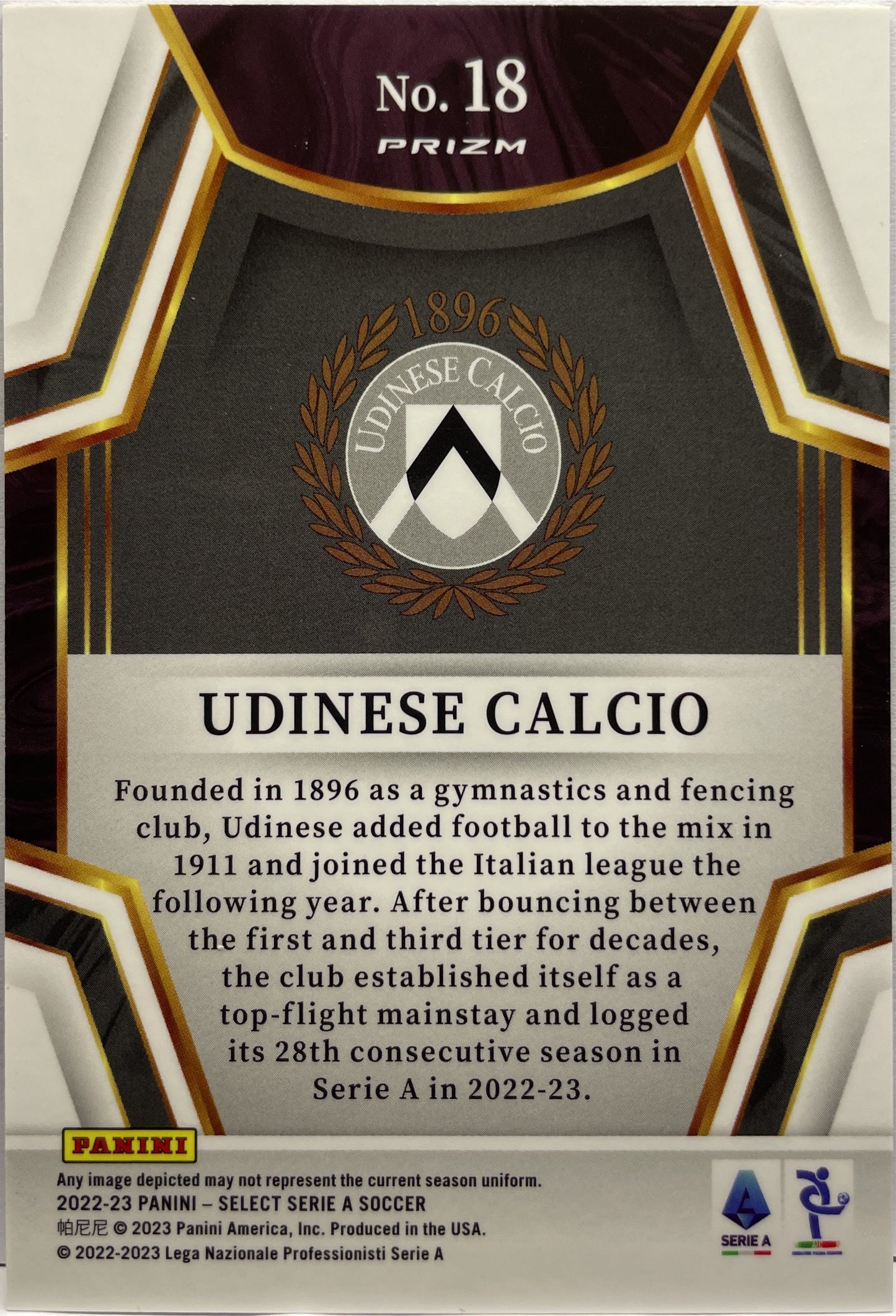 Udinese Calcio Team Bedge Select Serie A 2022/23