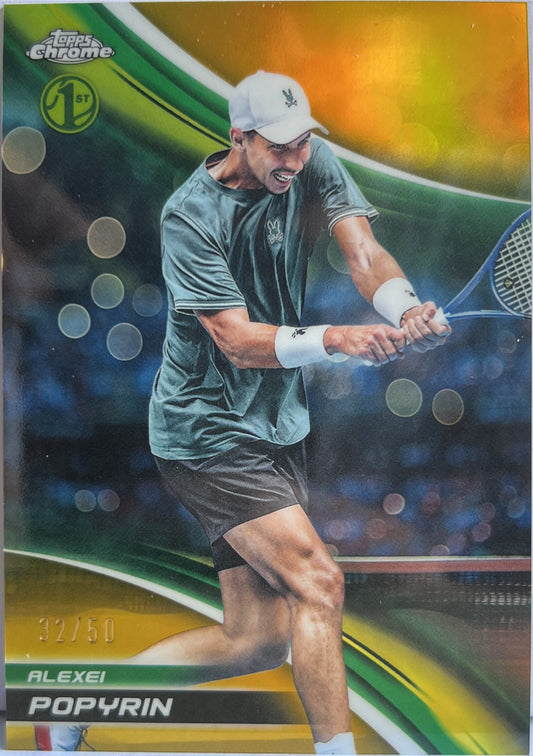 Alexei Popyrin 32/50 1ST Gold Topps Chrome Tennis 2025