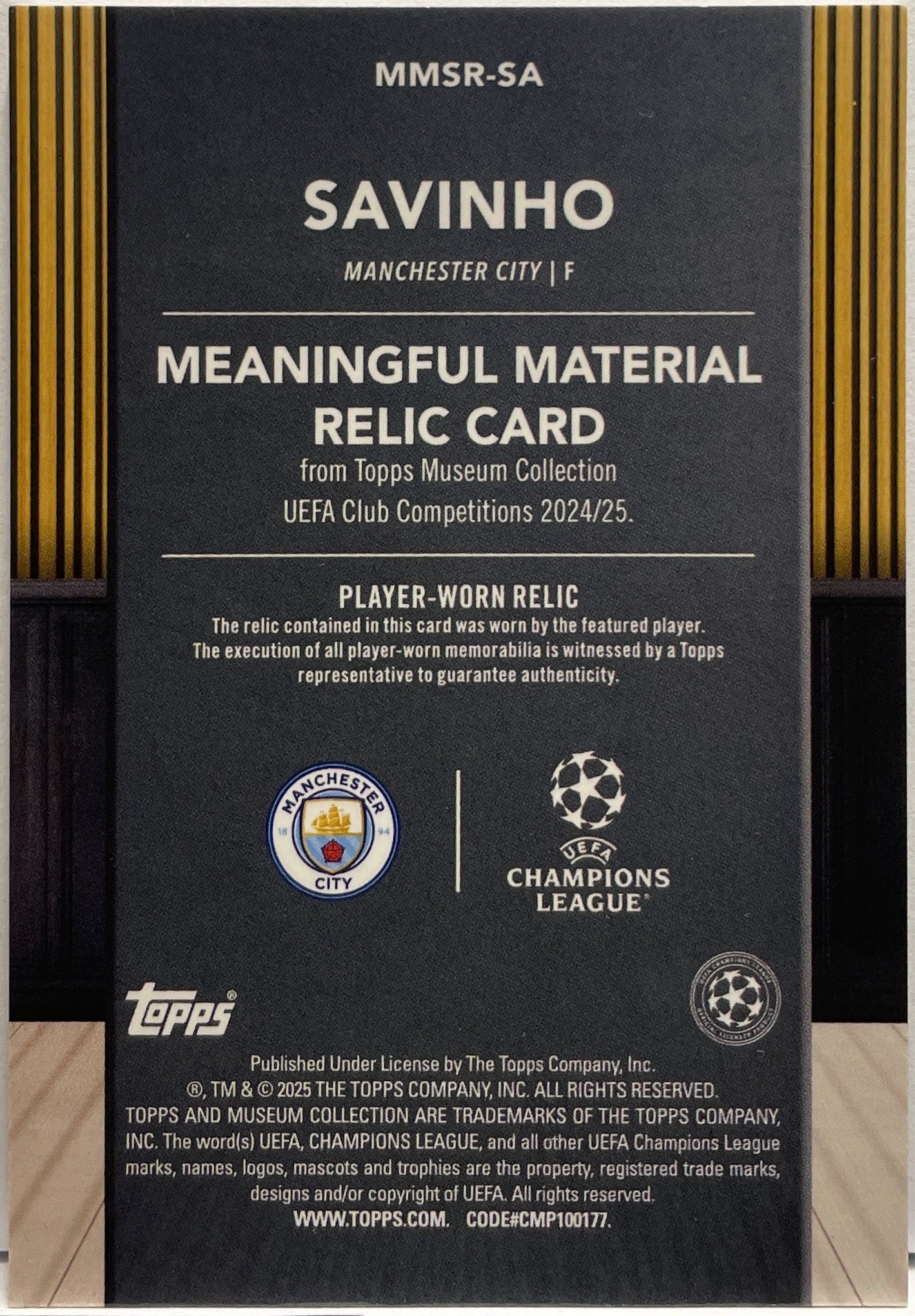 Savinho 104/199 Patch Worn Topps Museum 2024/25