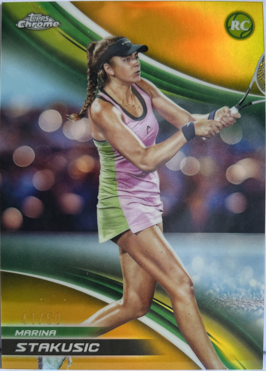 Marina Stakusic 41/50 Rookie Gold Topps Chrome Tennis 2025