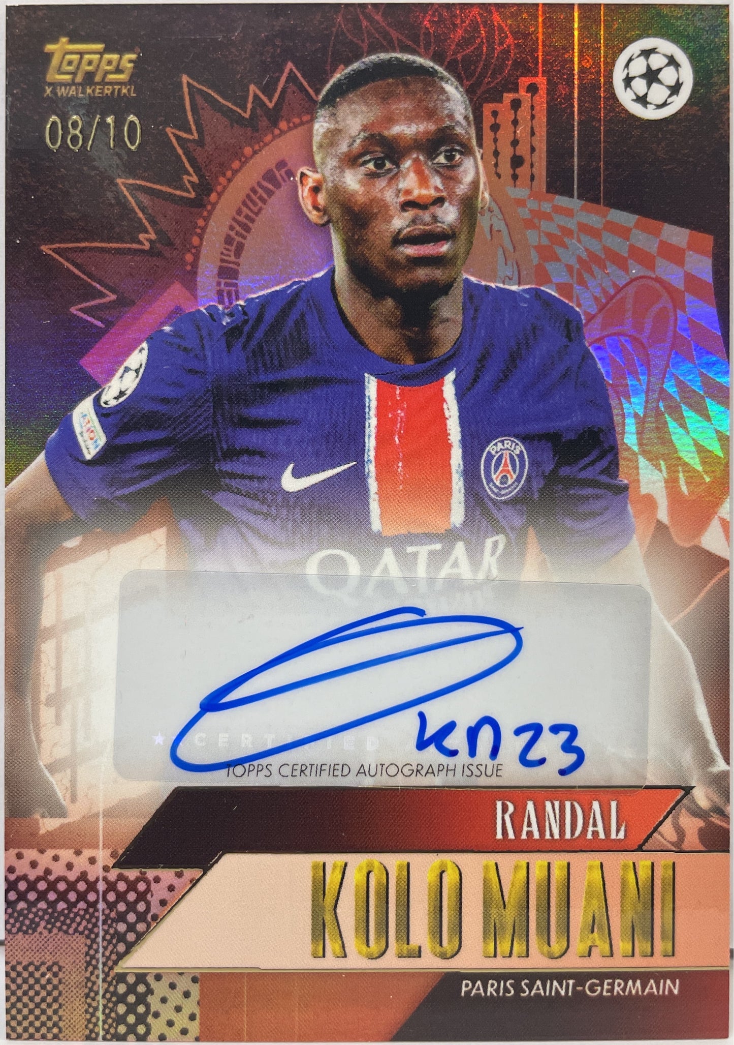 Kolo Muani 8/10 Autograph Topps Gold 2023/24