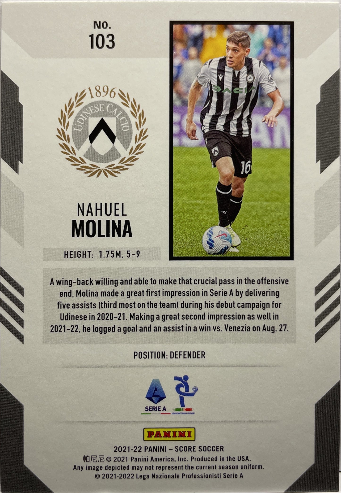 Nahuel Molina 88/99 Rookie Orange Score Serie A 2021/22