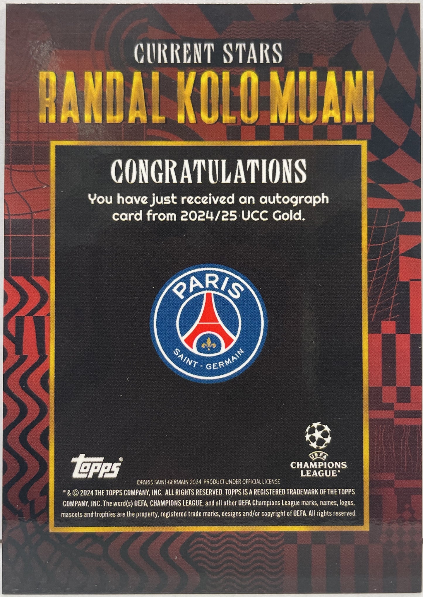 Kolo Muani 8/10 Autograph Topps Gold 2023/24