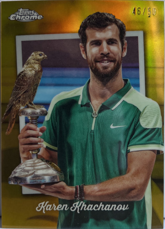 Karen Khachanov 46/50 Captured Gold Topps Chrome Tennis 2025
