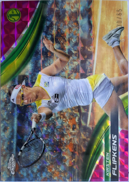 Kirsten Flipkens 30/65 1ST Pink Geometric Topps Chrome Tennis 2025