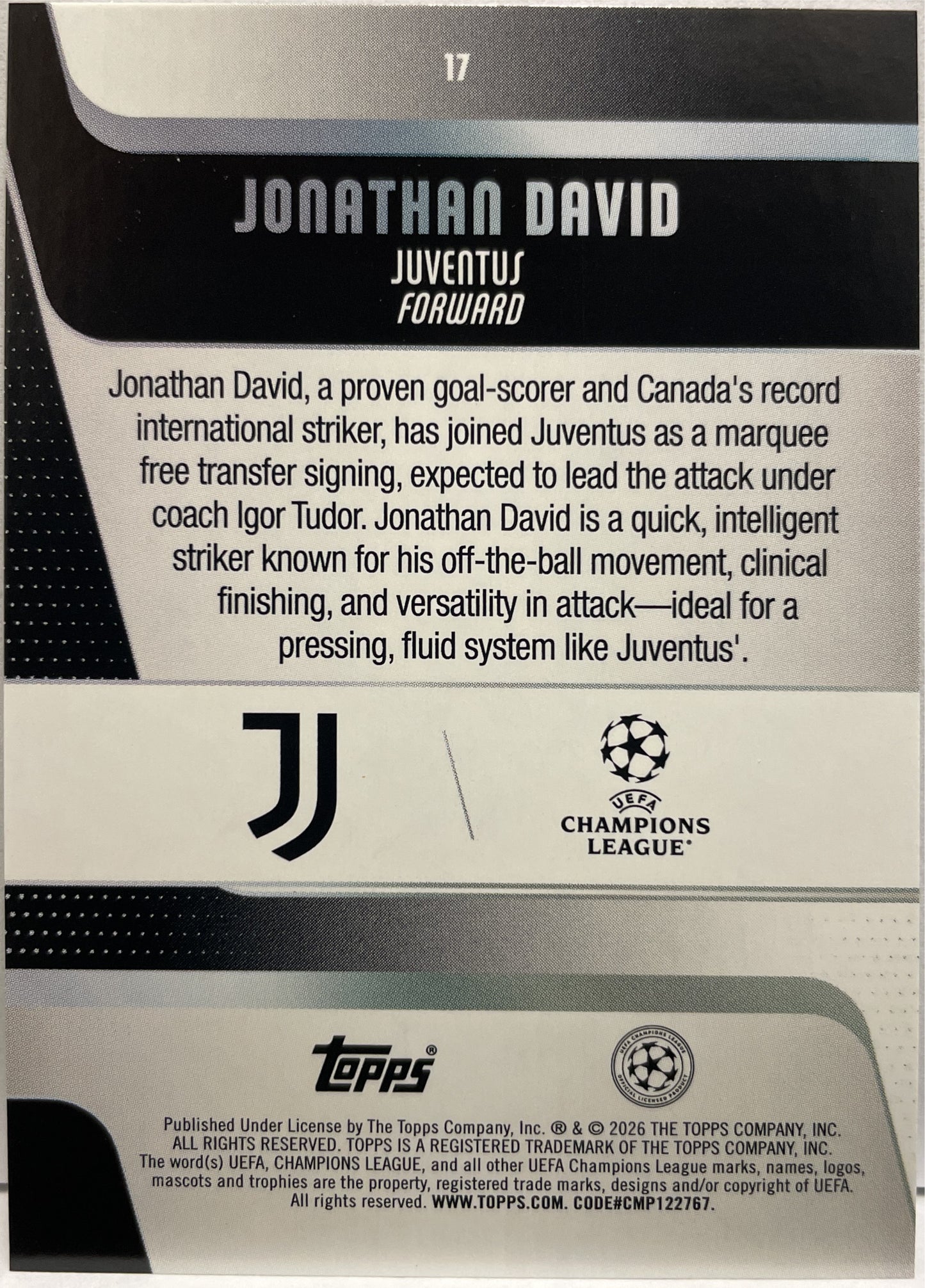 Jonathan David 24/99 Green Topps Carnival UCC 2025/26