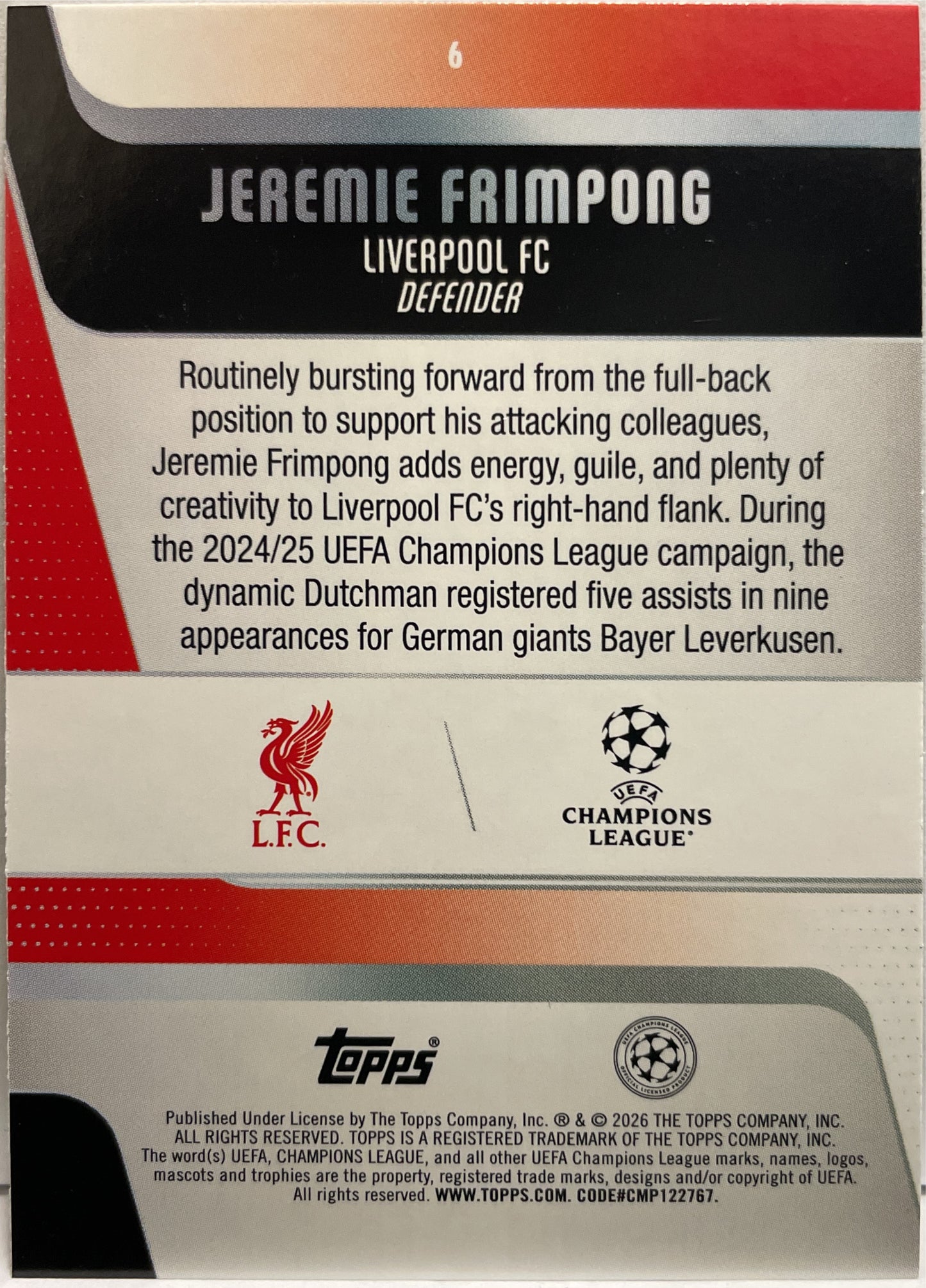 Jeremie Frimpong 93/99 Green Topps Carnival UCC 2025/26