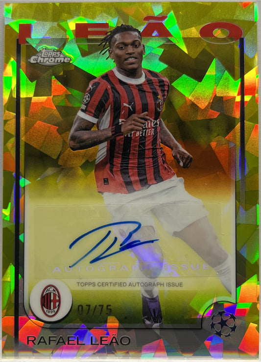 Rafael Leao 7/75 Autograph Cracked Ice Topps Chrome UCC 2024/25