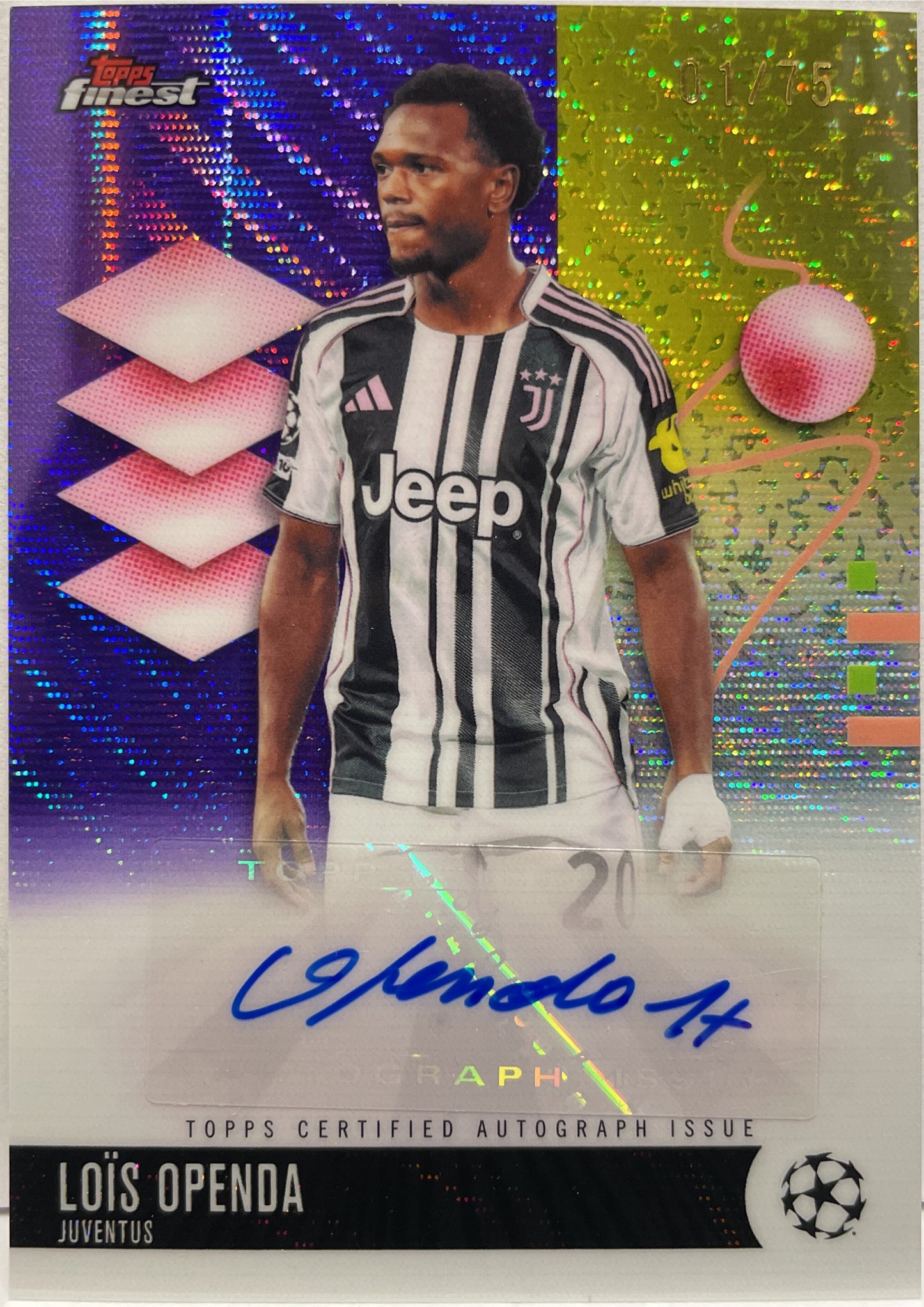 Lois Openda 1/75 Autograph Purple Topps Finest UCC 2025/26