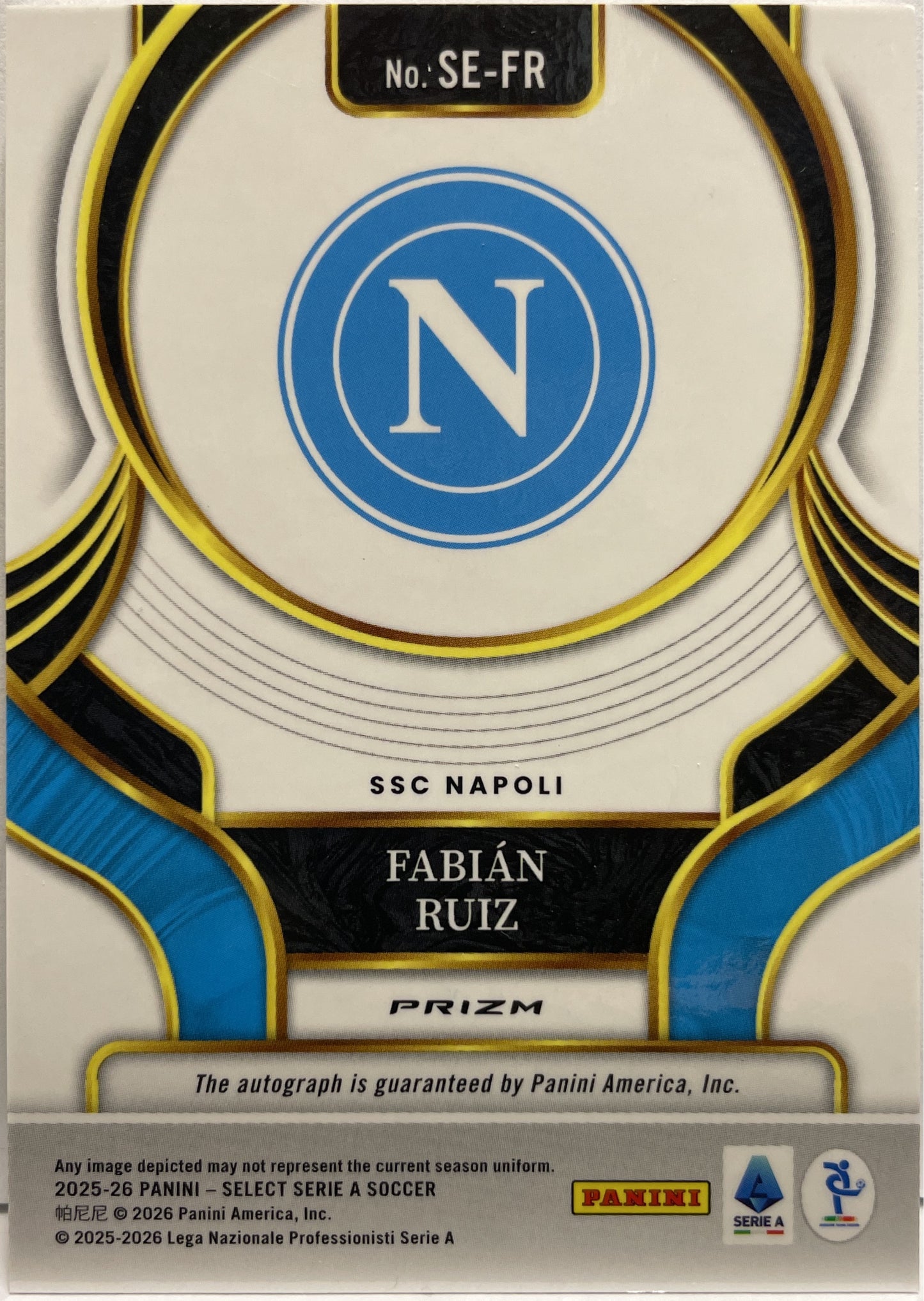 Fabian Ruiz Autograph Signature Panini Select Serie A 2025/26