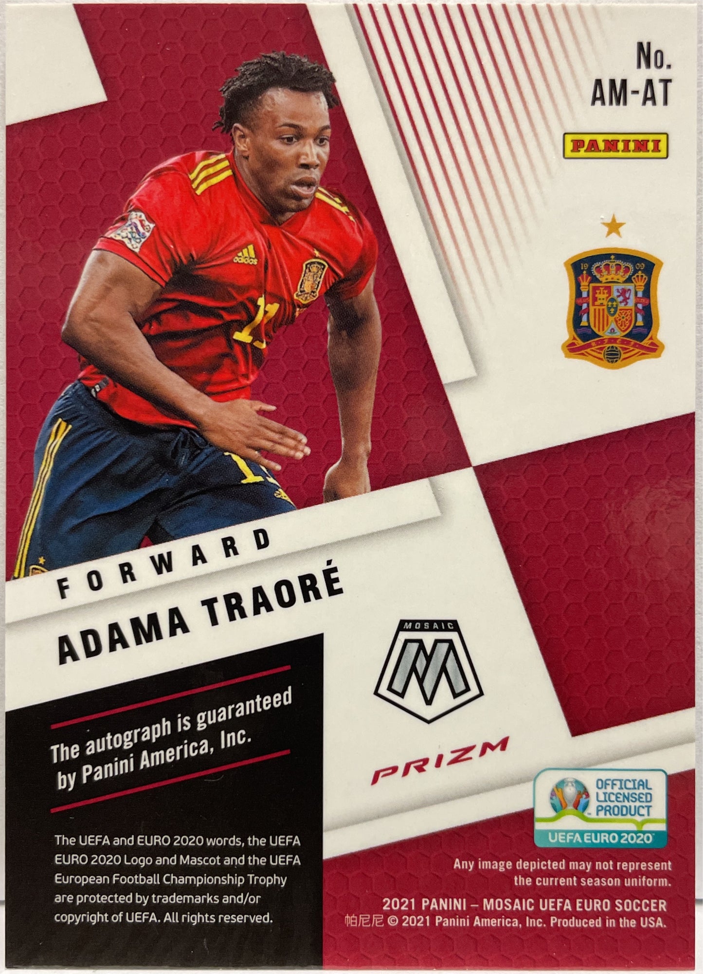 Adama Traore Autograph Circles Panini Mosaic Uefa Euro 2020