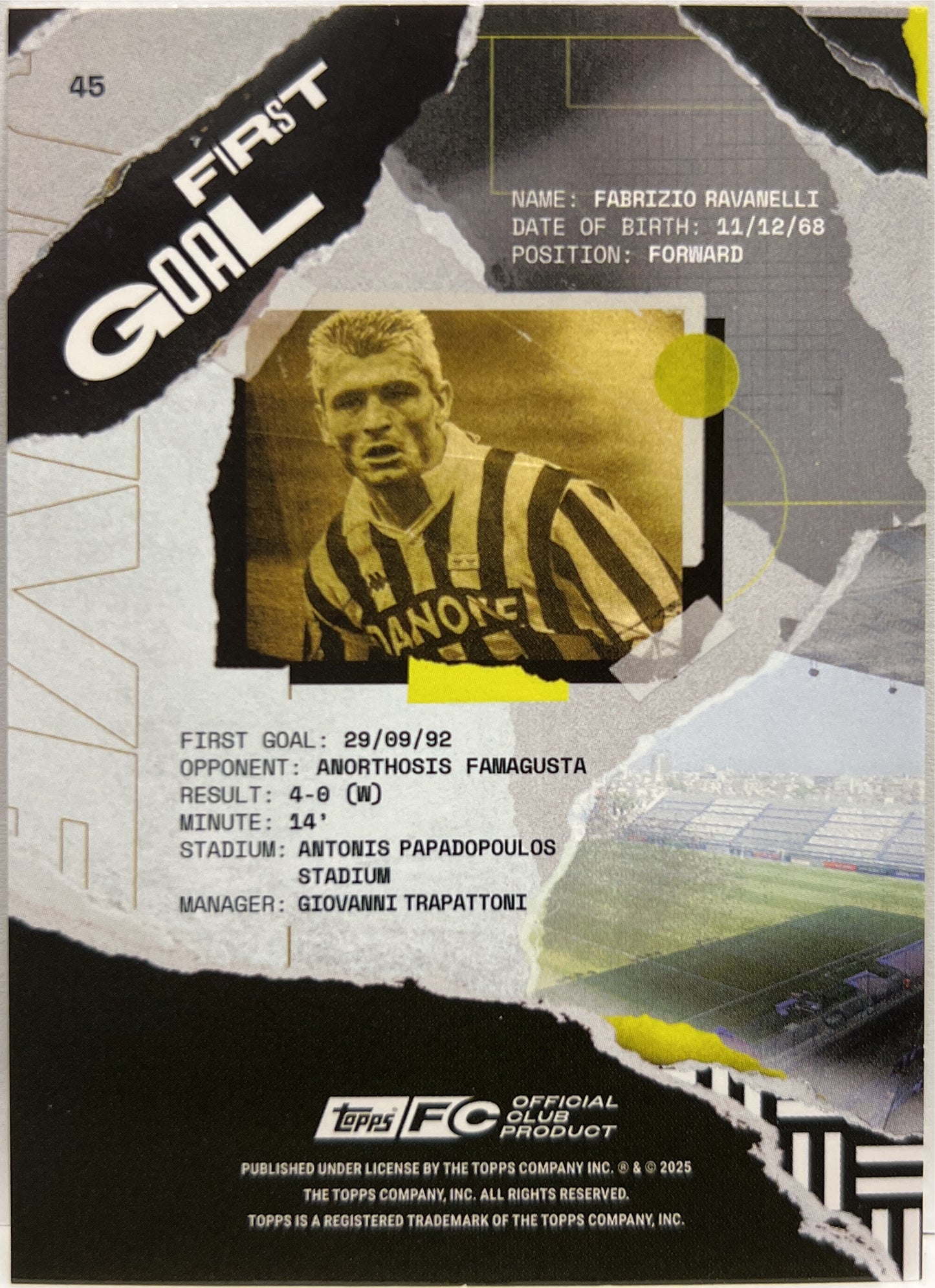 Fabrizio Ravanelli 13/99 First Goal Pink Topps Juventus Premium Team Set 2024/25